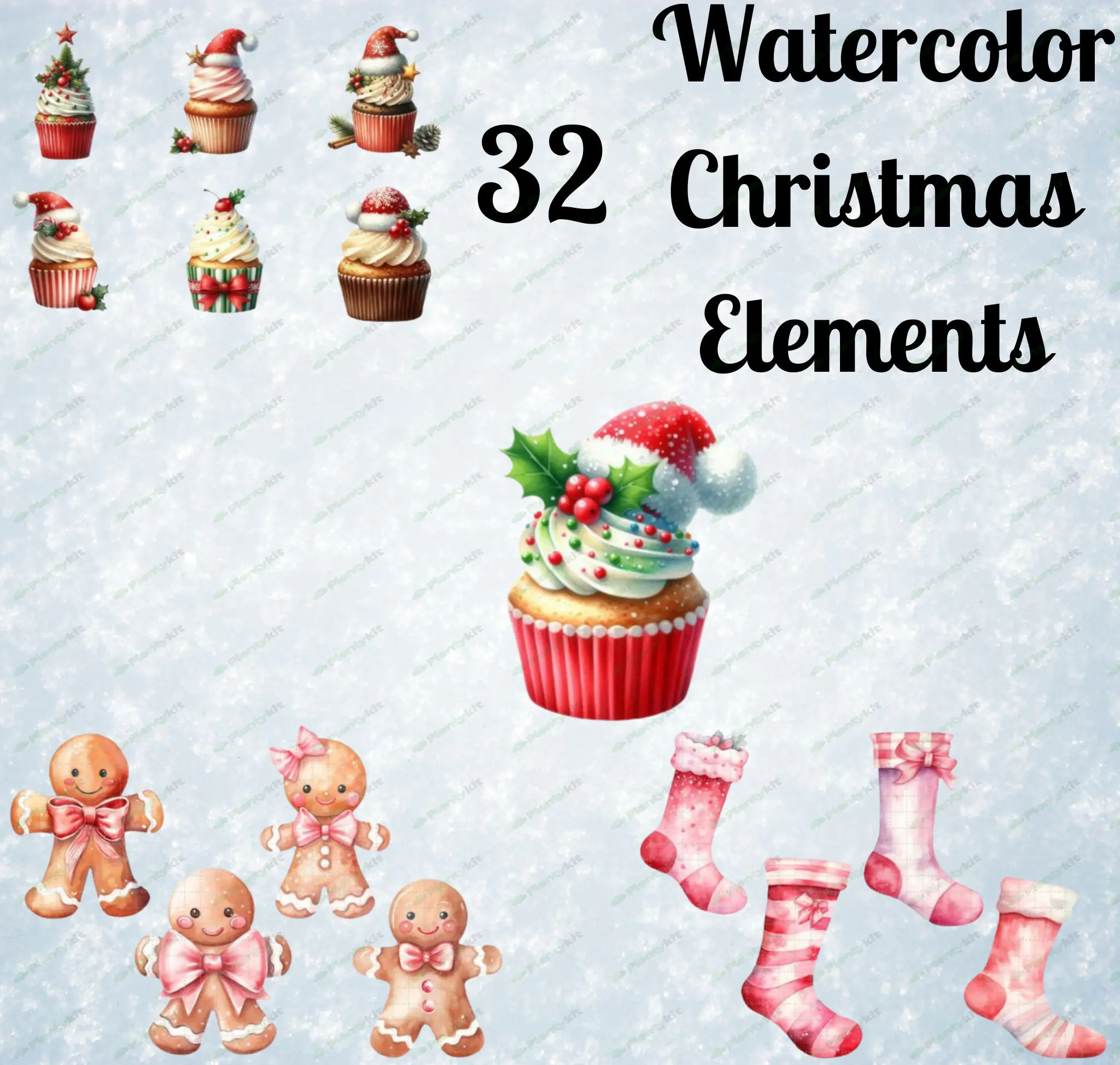 Festive Holiday Graphics |Vintage Christmas Element Patterns | Retro Christmas Clipart |