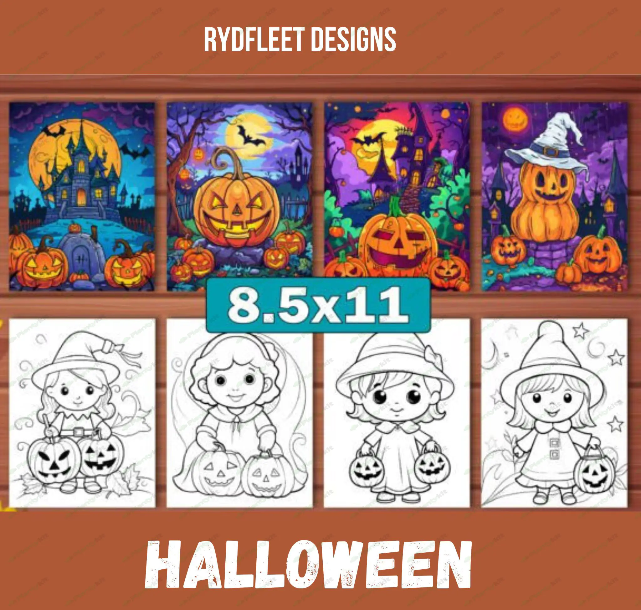 Halloween Coloring Book, 55 Halloween Coloring Pages, Printable Coloring Book for Kids