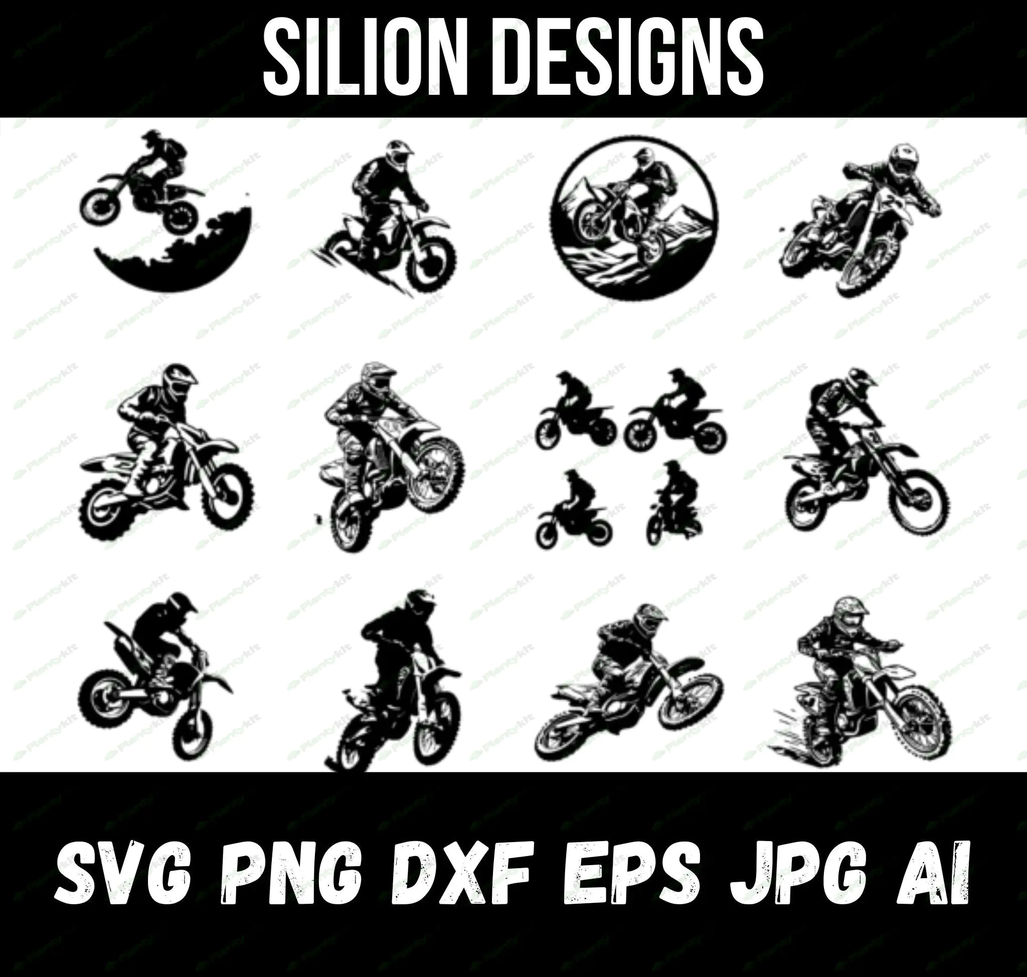 Motocross Rider - Machine Embroidery Design. Dirt Bike Embroidery Pattern. Motocross Design