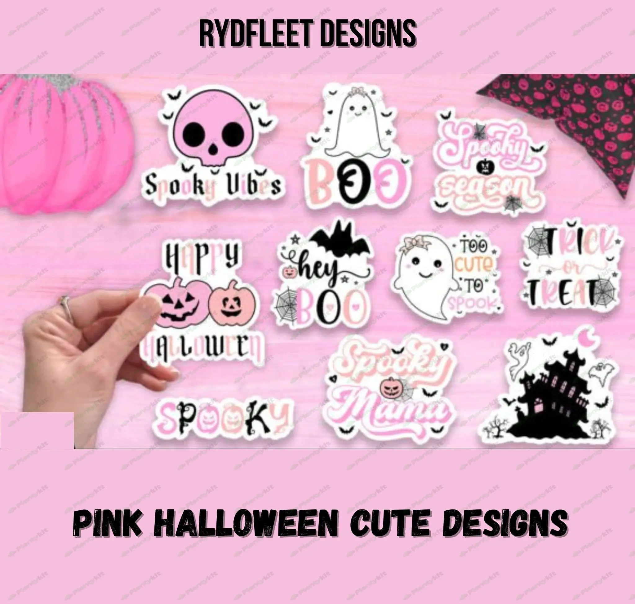 Pink Halloween Sticker Png,Halloween Sticker Svg,Halloween Sticker Bundle,Halloween Bundle Png,Stick