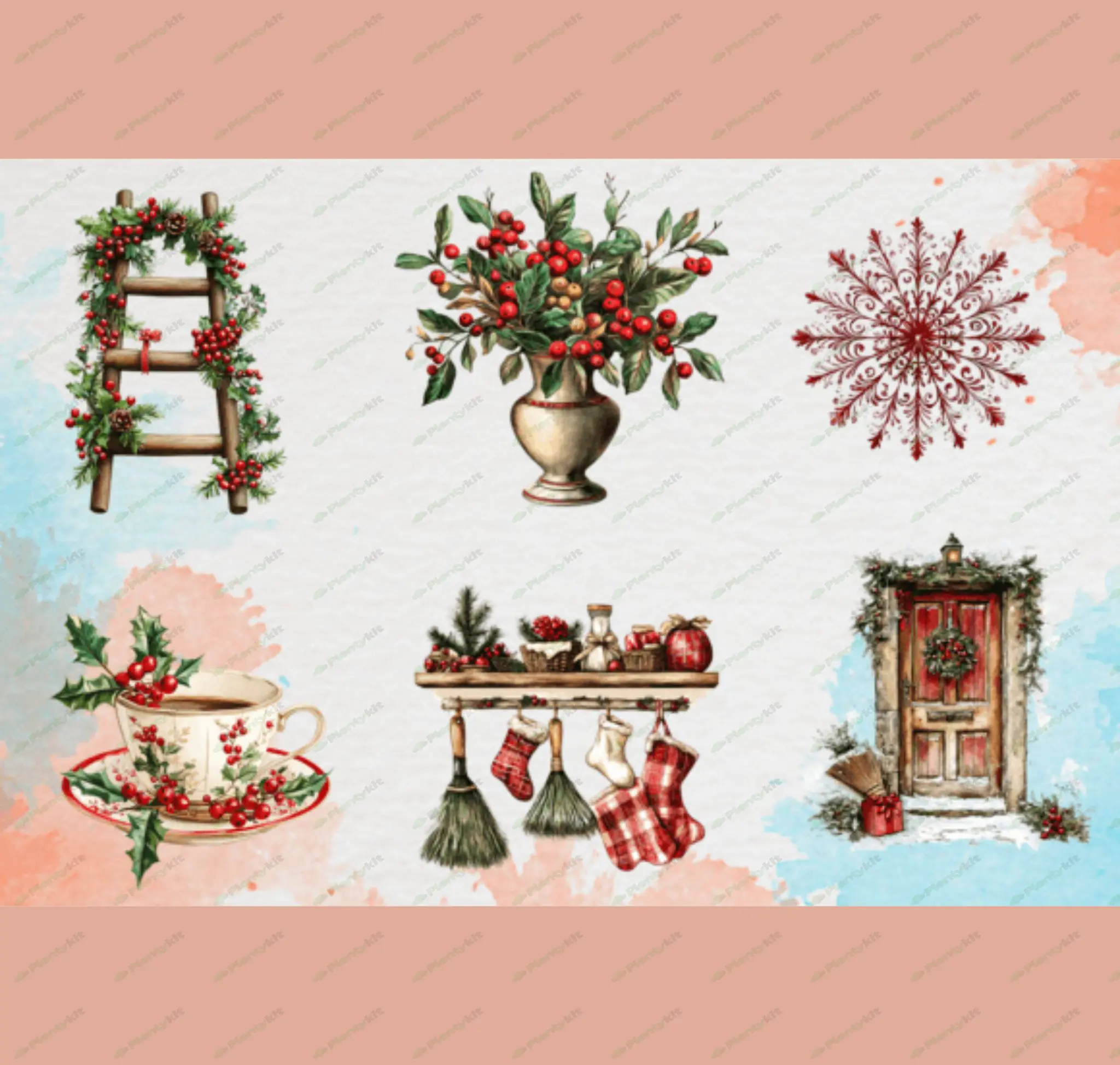 Vintage Christmas Clipart | Nostalgic Holiday Graphics for Creative Designs