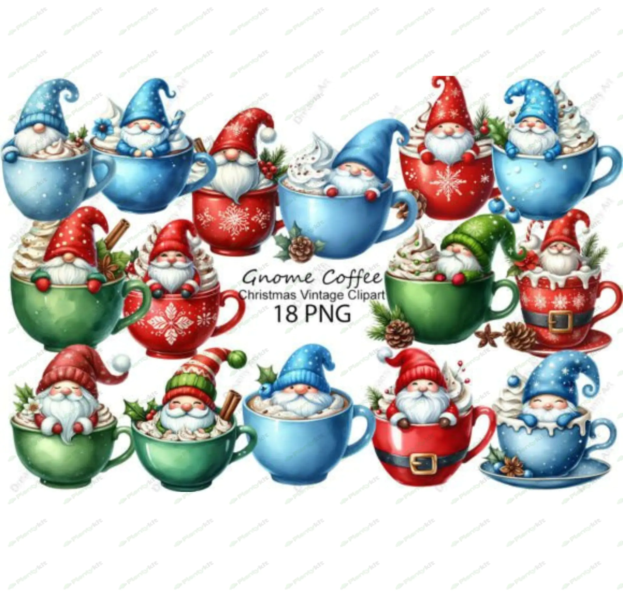 Christmas Coffee Vintage Clipart | Cozy Holiday Designs for Festive Creations