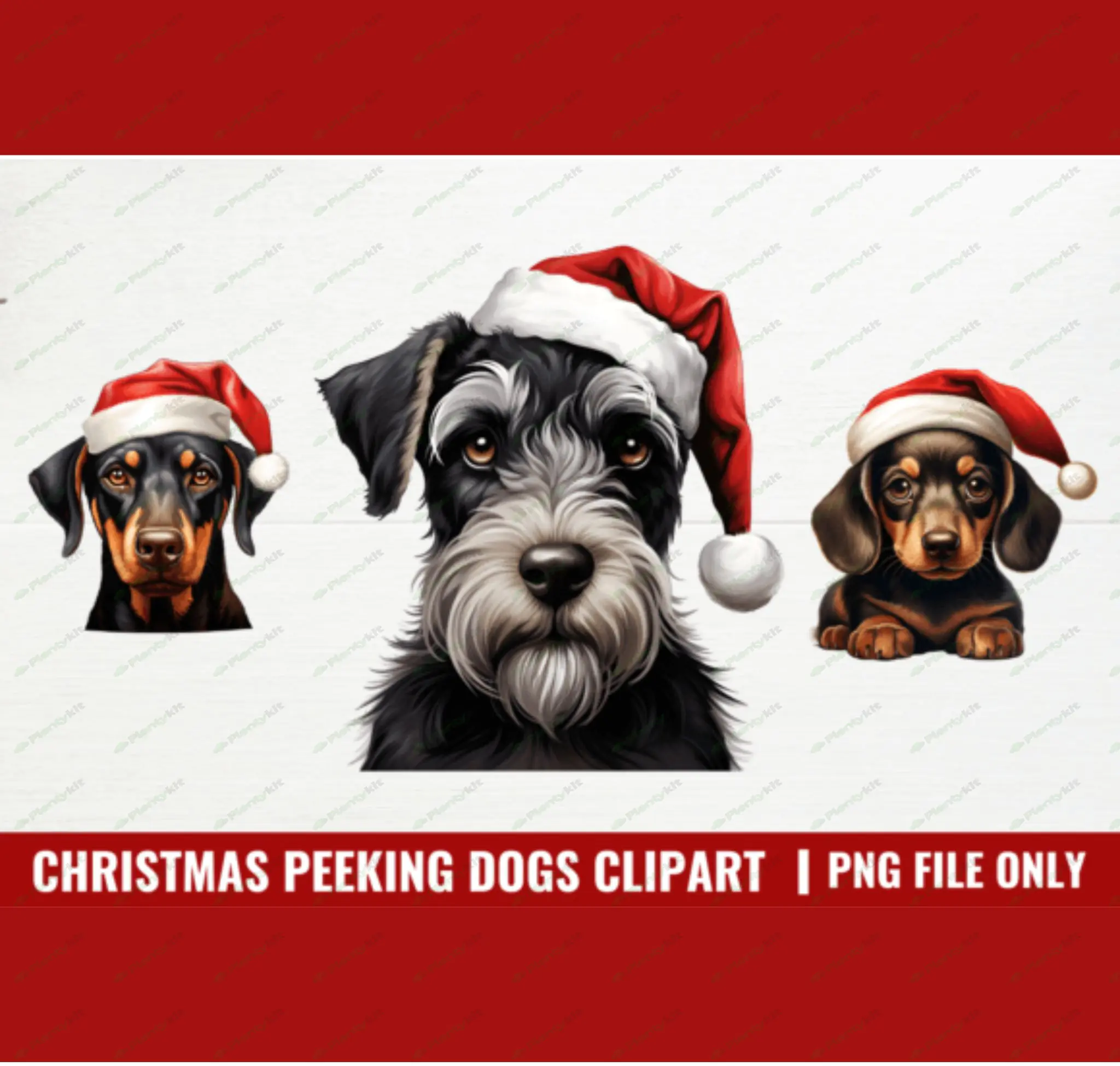 Christmas Peeking Dog Clipart | Adorable Holiday Graphics for Festive Creations