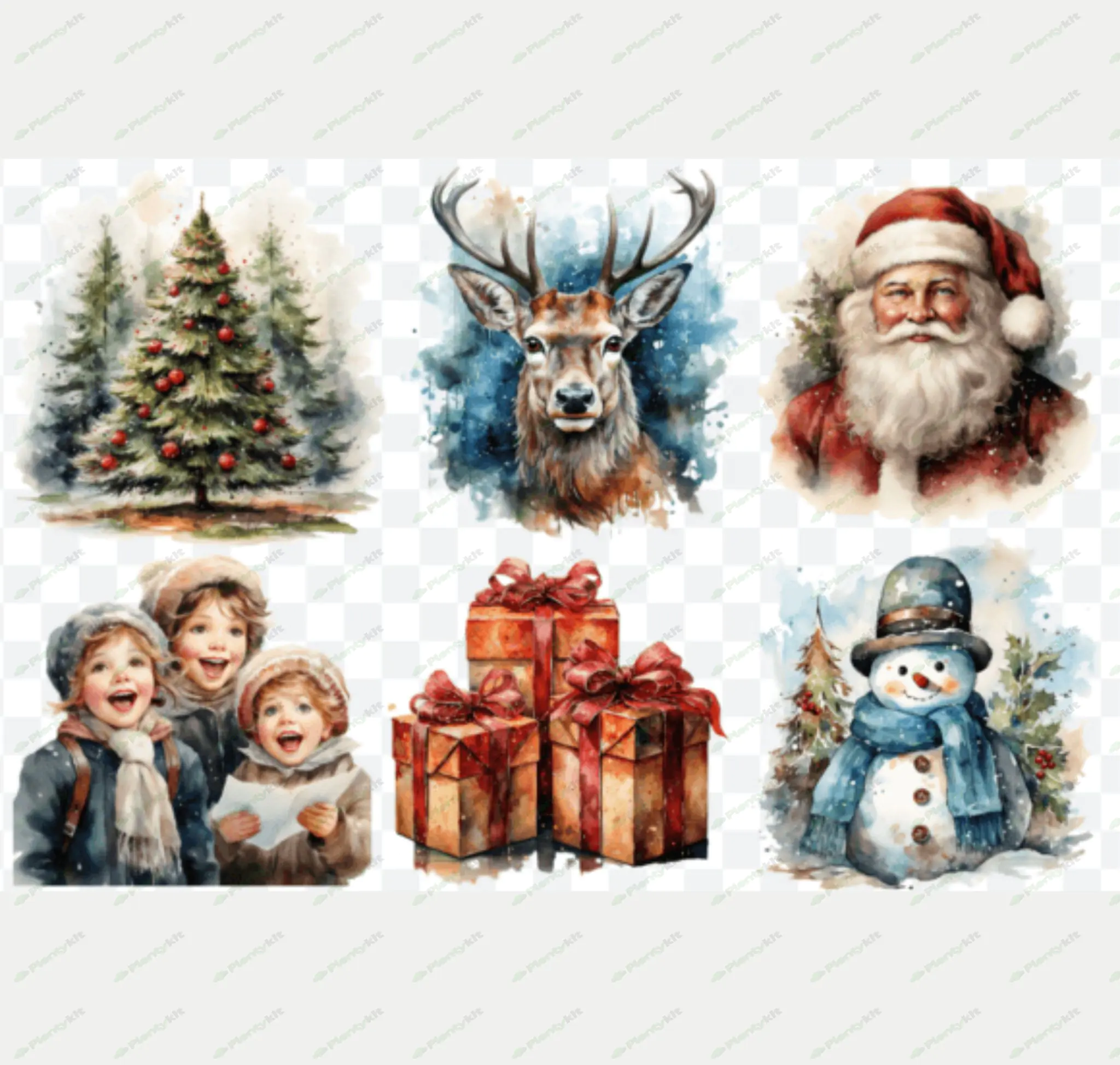 Watercolor Vintage Christmas Bundle | Nostalgic Holiday Clipart for Creative Projects