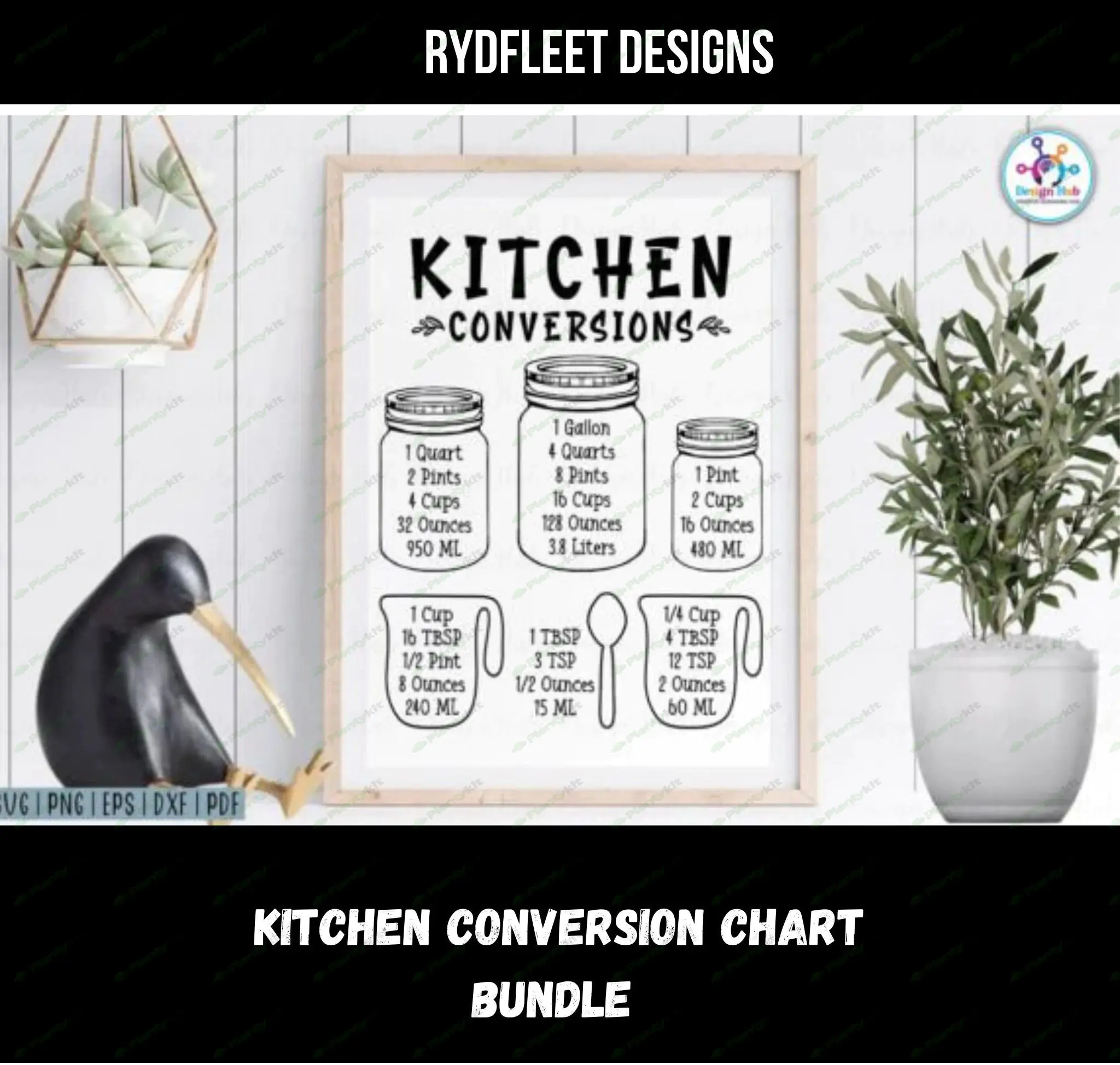 Kitchen Conversion Chart Svg | Kitchen Chart Svg | Kitchen Measurements Svg