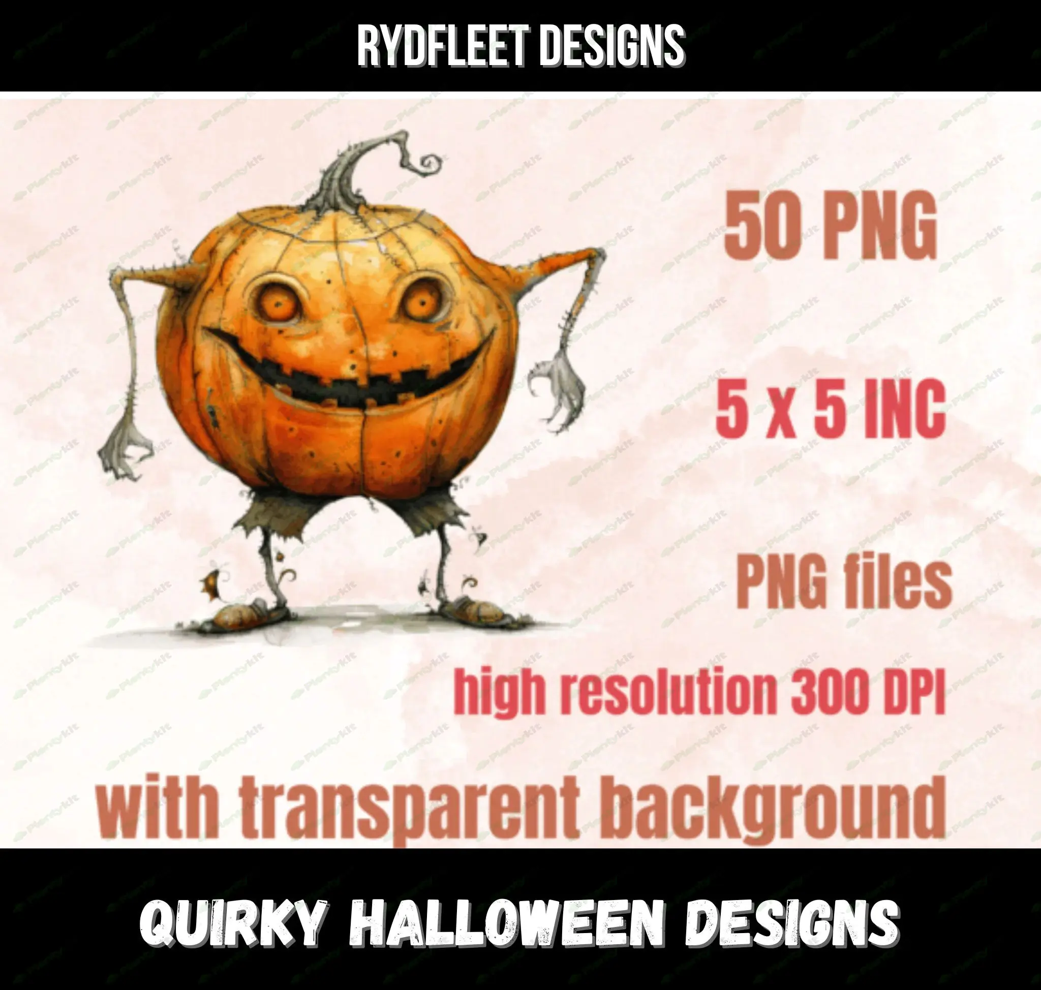 50 PNG Watercolor Quirky Halloween Bundle Clipart, Whimsical Halloween Illustrations Clip art, Cute