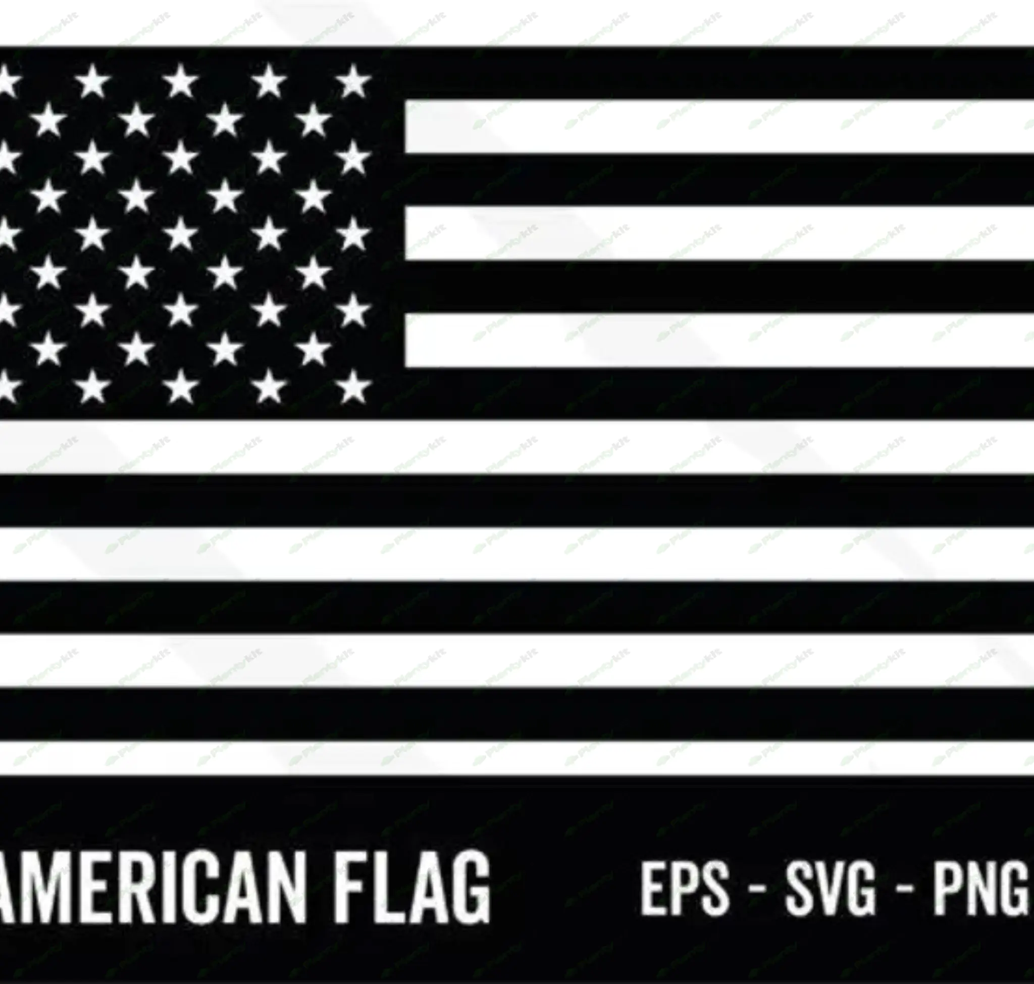 American Flag Silhouette | July 4th | Happy Independence Day | Patriotic Flag | USA Flag | Black and