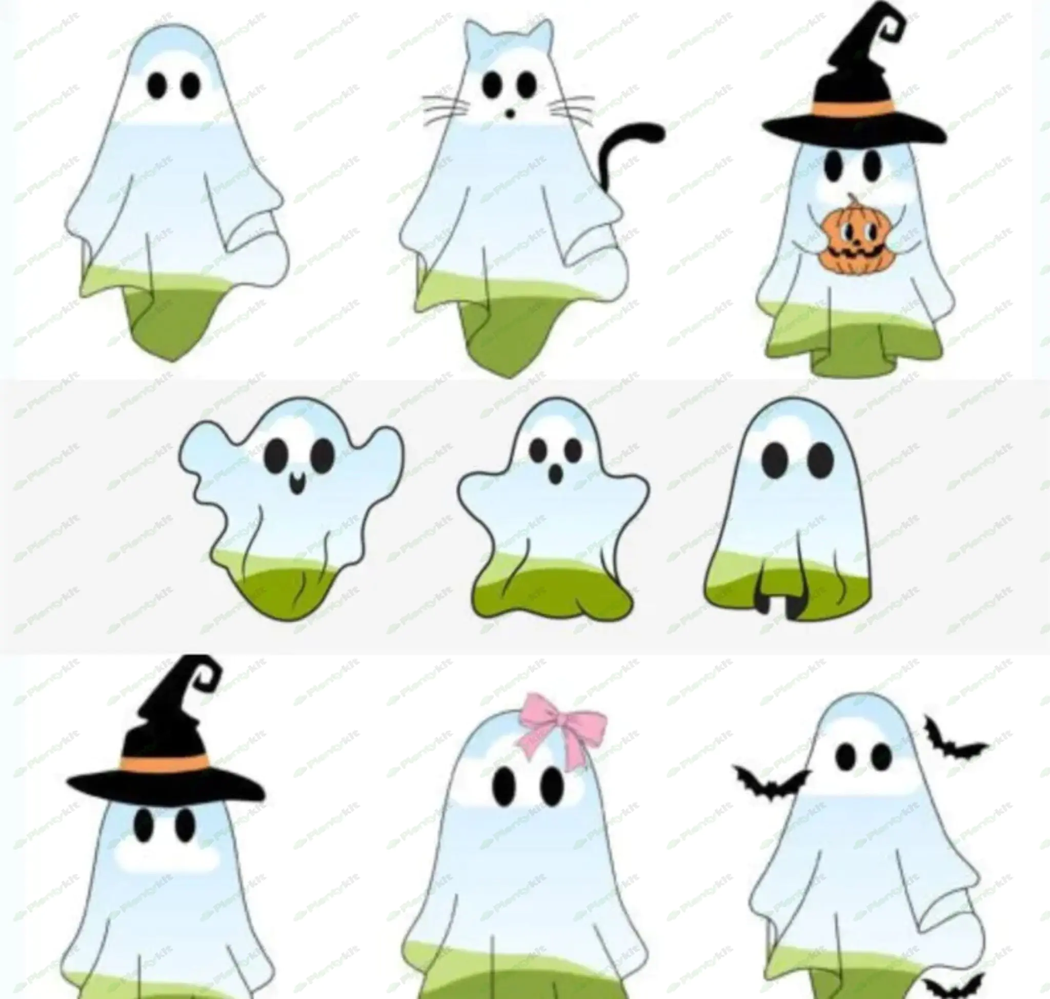 Ghost Canva Frames, Cute Trendy Spooky Ghost Editable Canva Templates, Halloween Clipart, Make Your