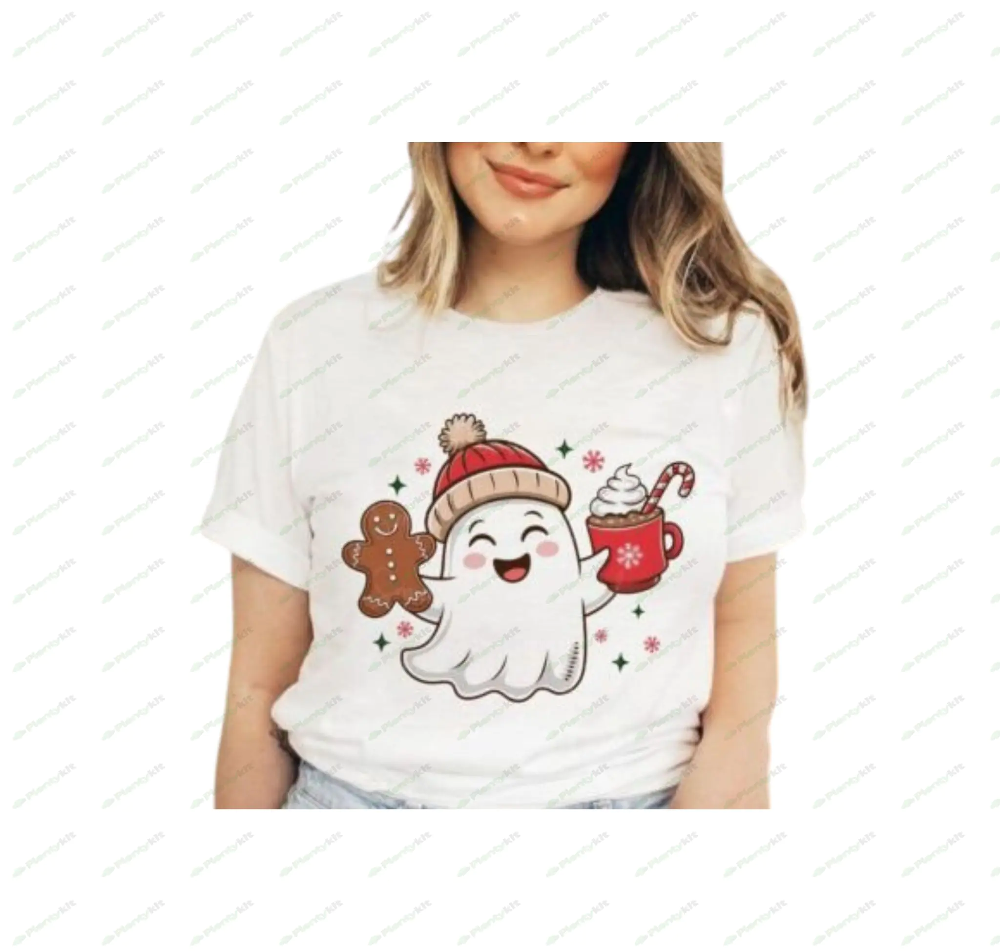 "Cute Ghost Christmas Cookie Iced Coffee - Festive Holiday Design"