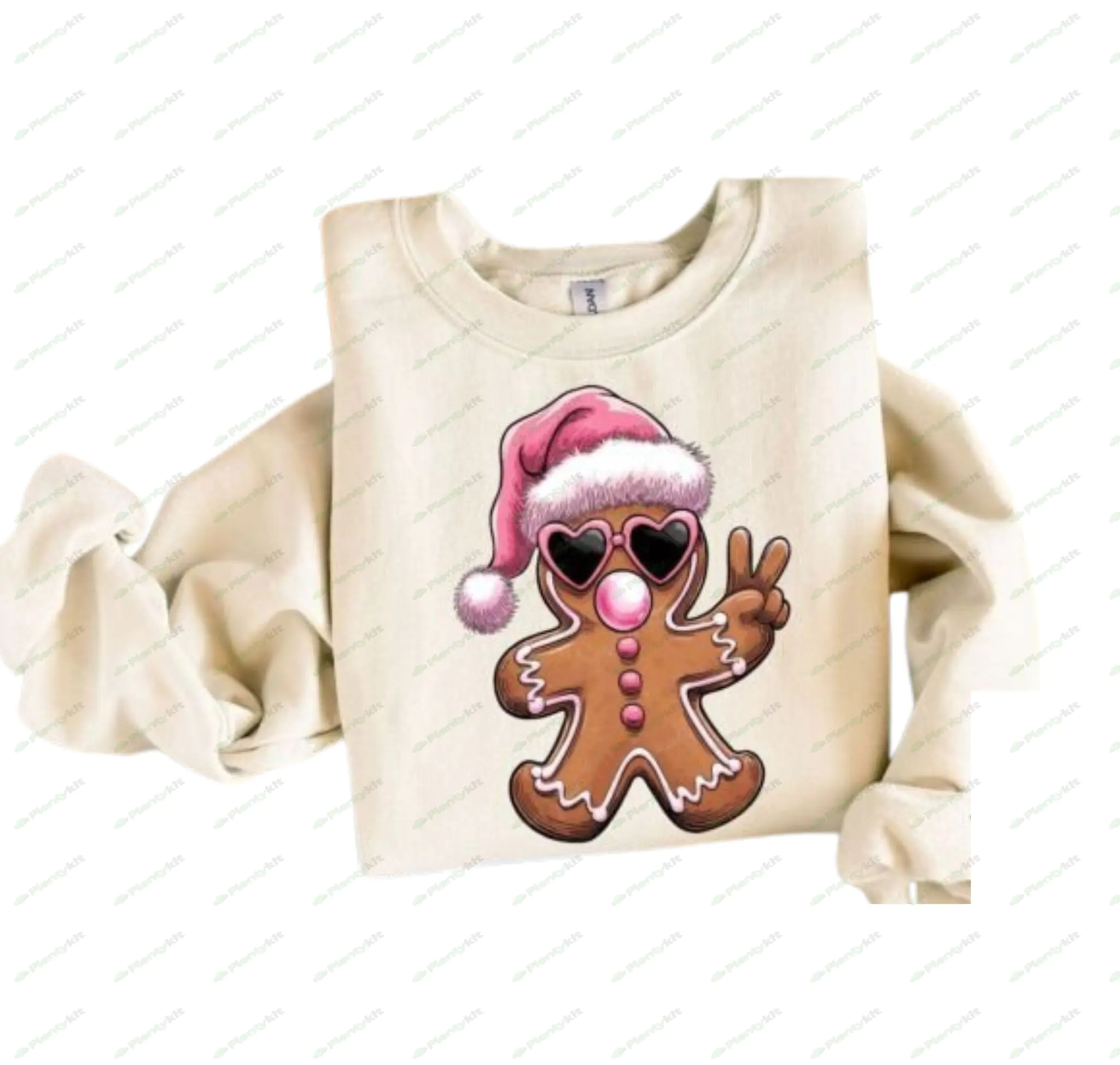 "Retro Gingerbread Bubble Pink Christmas - Cute Holiday Design"