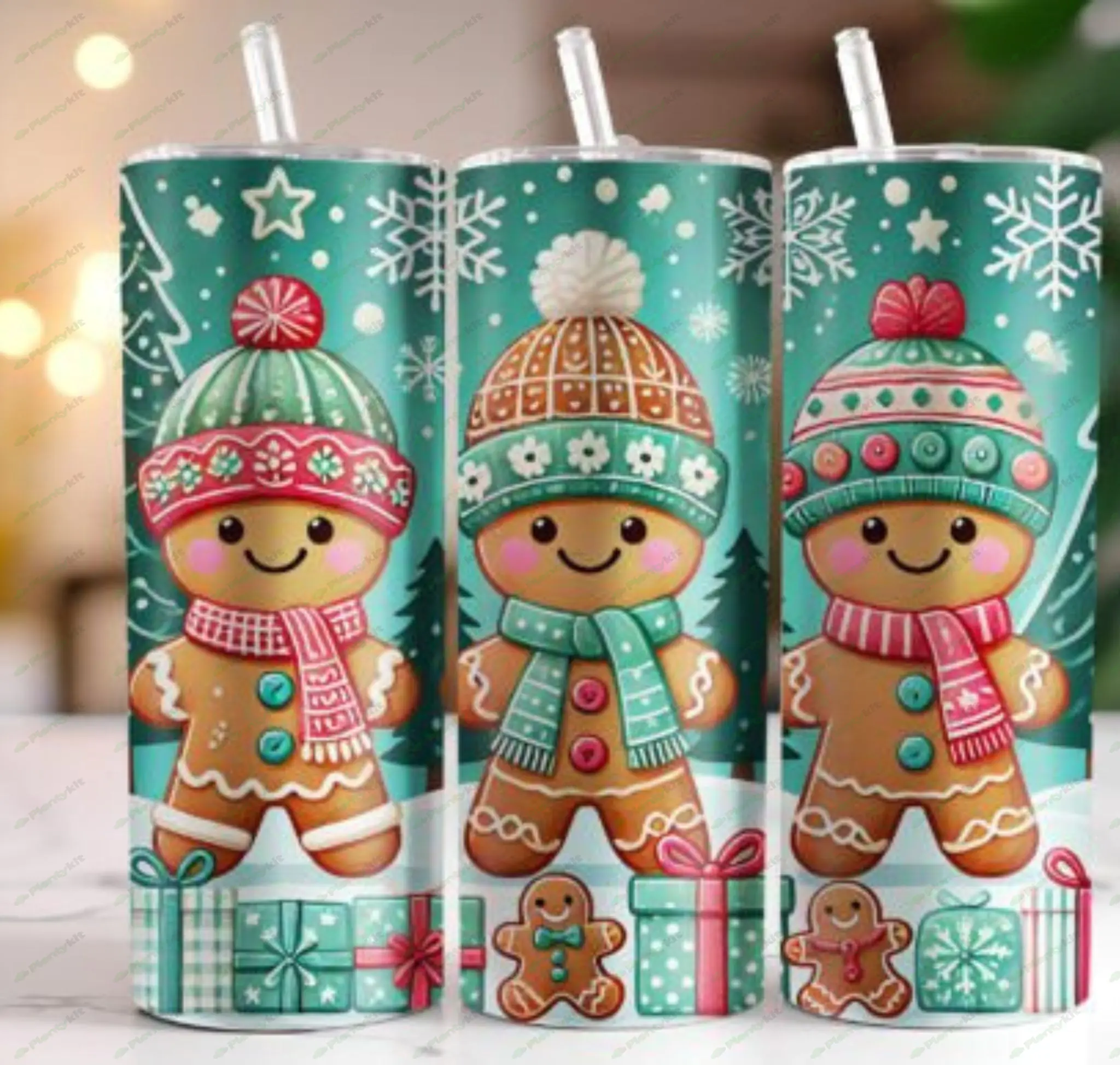 Inflated Christmas Tumbler Wrap Bundle, 3D Inflated Puffy Tumbler PNG, 3D Christmas Inflated Sublim