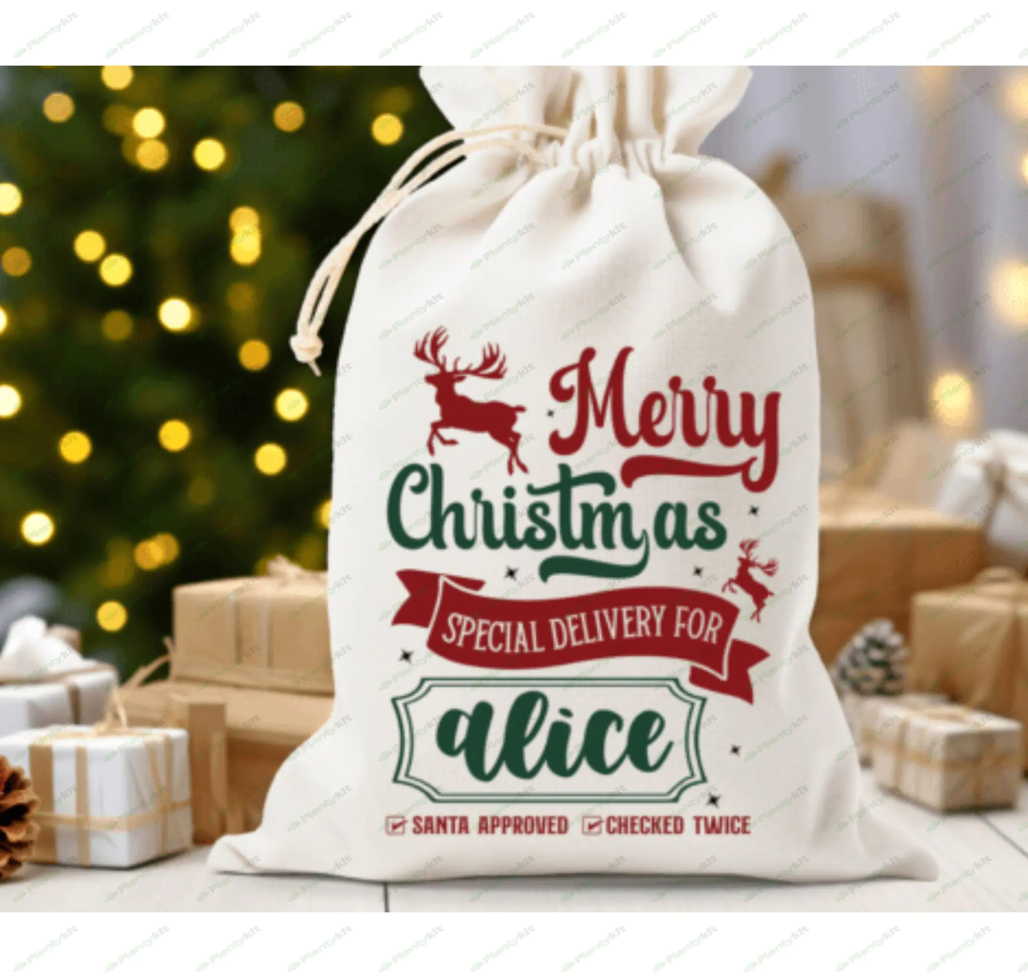 North Pole Santa Sack, Presents Bag, Christmas Gift Sack, Personalized Kids Sack, (SB-11 North)