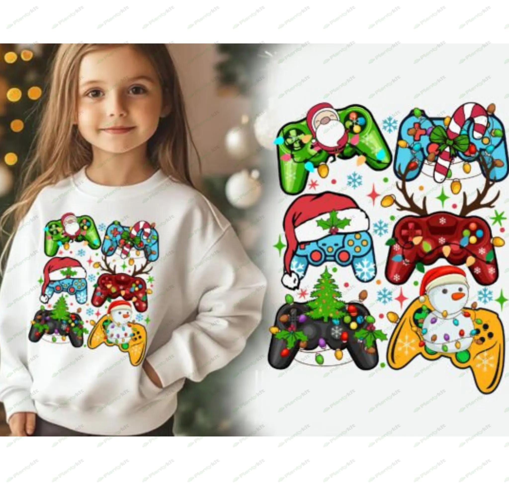 Gamer Christmas PNG Bundle, Video Game Controller Christmas Tree PNG, Game Lover File, Kids Boys Gam