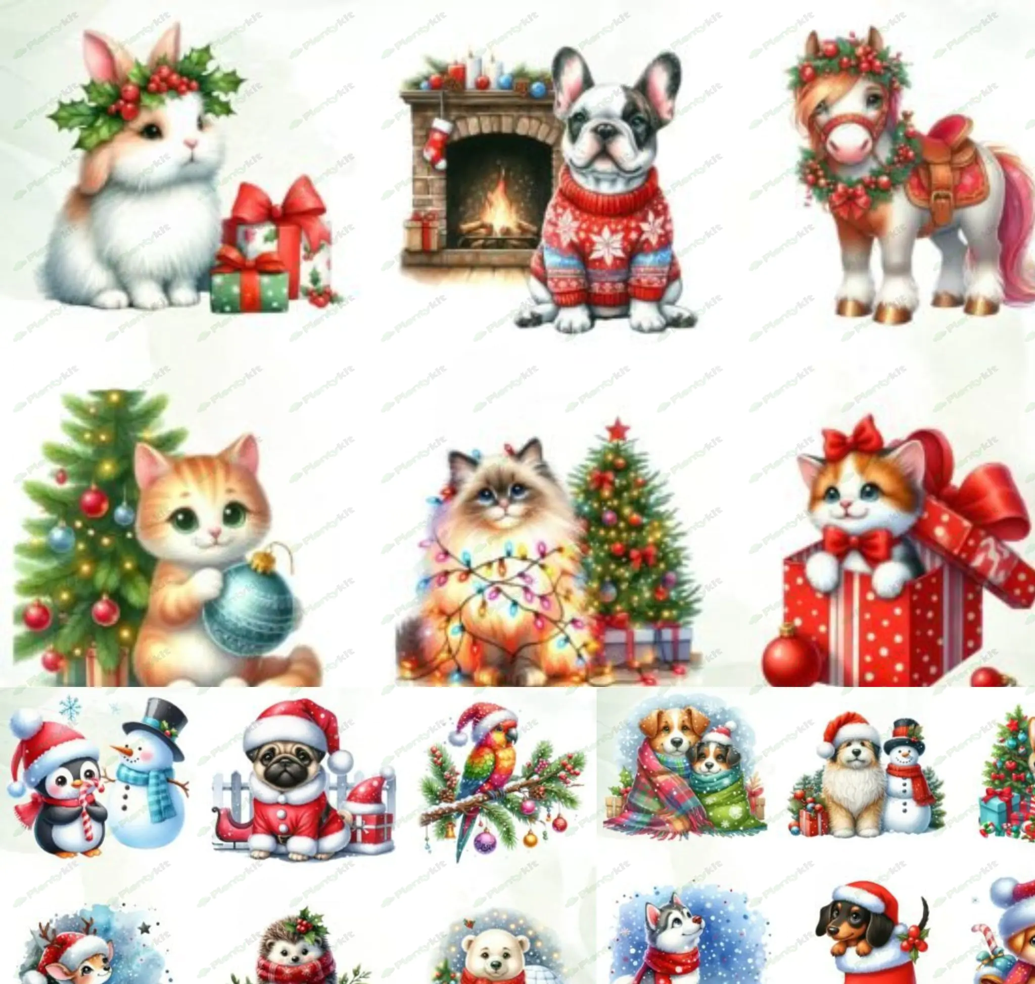 70 PNG,Cute Christmas Animals Clipart bundle,Winter Animals Clipart,Animals designs,Christmas Winter