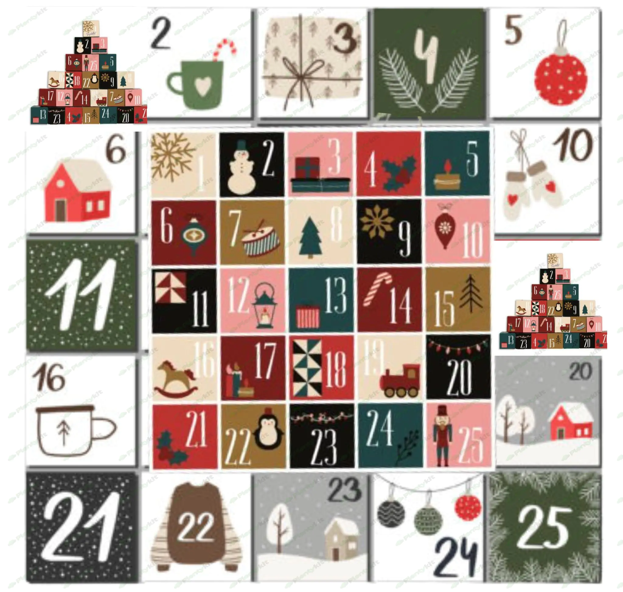 Christmas Advent Calendar Activity Cards Printable, Christmas Holiday Countdown, Kids ADVENTCards.