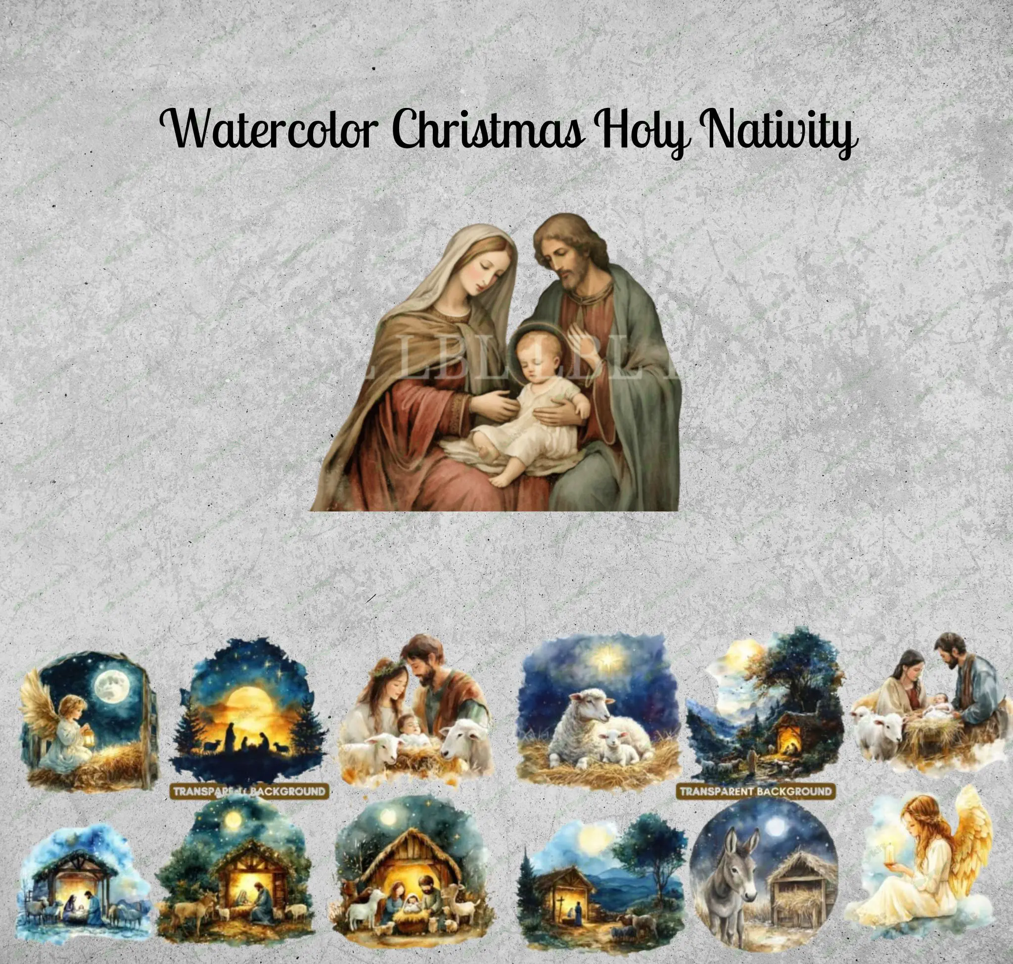 Religious Christmas PNG Bundle | Holy Family Digital Art | Christian Holiday Design