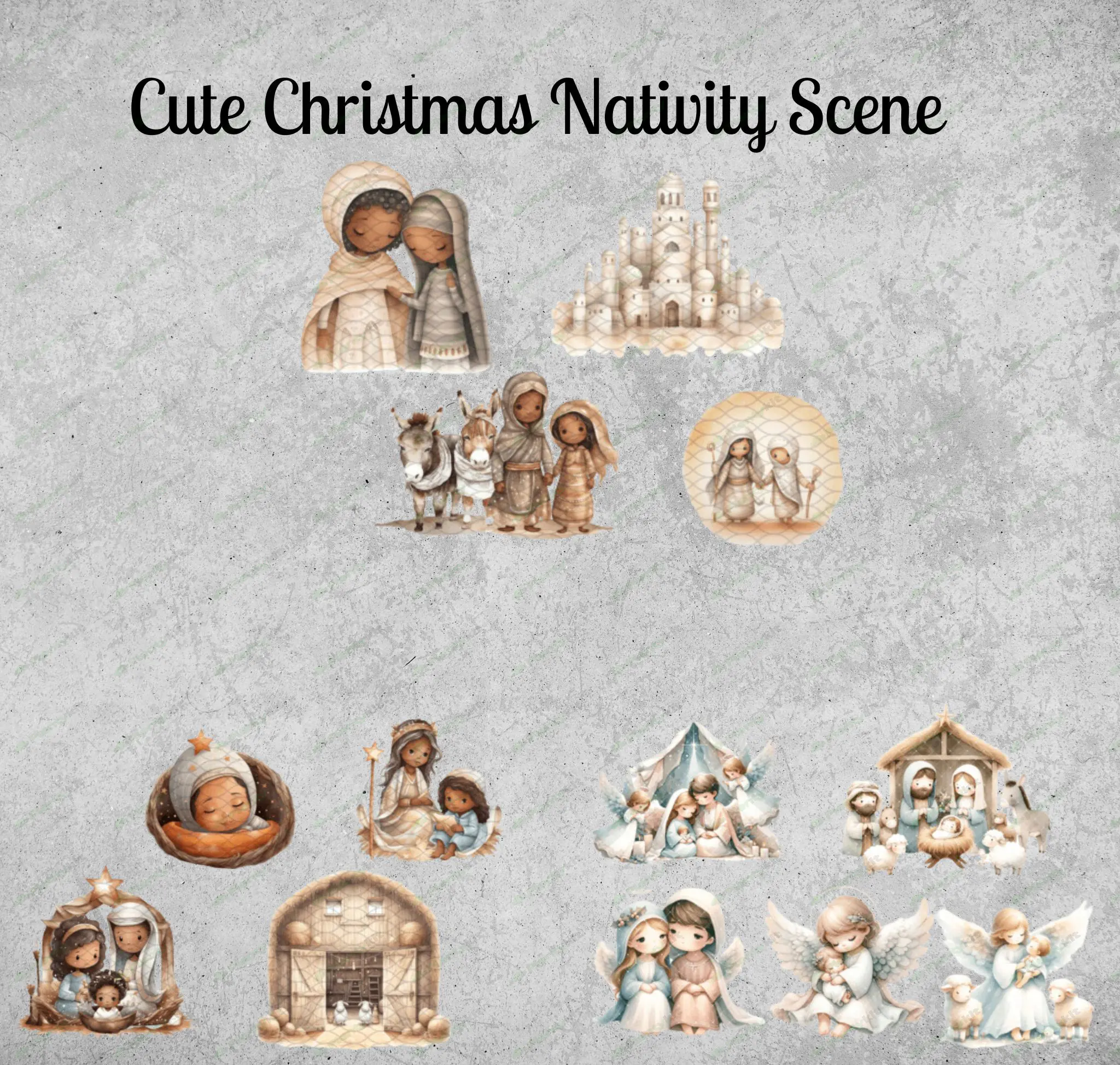 Nativity Sublimation Clipart | Religious Christmas PNG Bundle | Holy Family Digital Art |