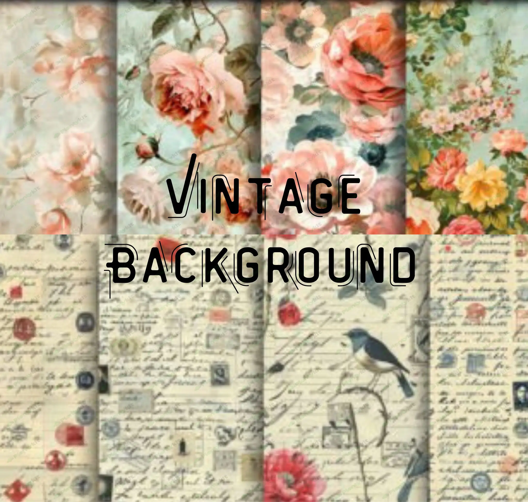 Vintage Background Digital Paper | Retro Aesthetic Scrapbook Prints | Antique-Inspired Digital Paper