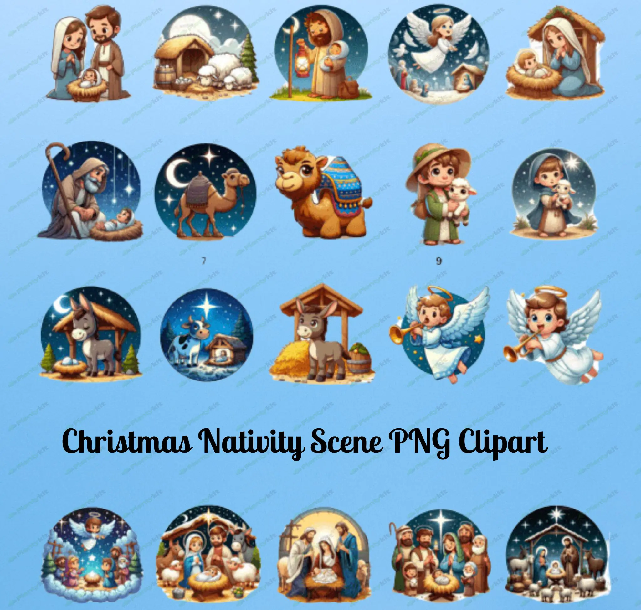 Christmas Nativity Scene PNG Clipart | Religious Christmas Clipart | Holy Family Digital Art.