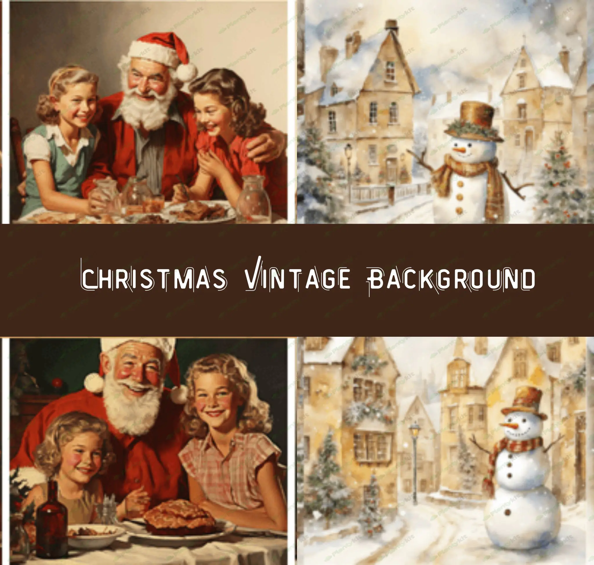 Christmas Vintage Background | Retro Holiday Digital Paper | Vintage Christmas Wallpaper .