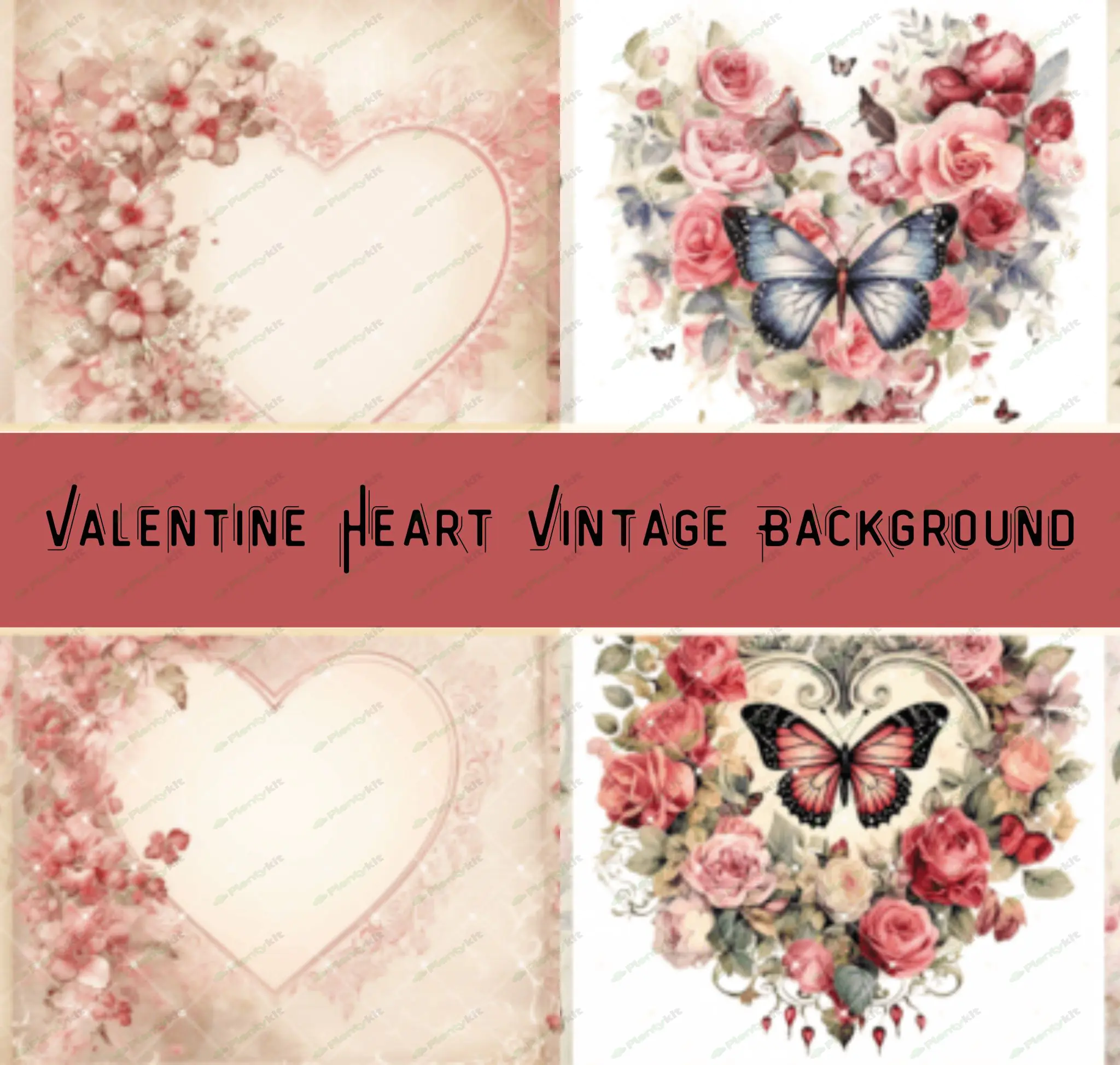 Valentine Heart Vintage Background | Romantic Digital Paper | Vintage Valentine Wallpaper