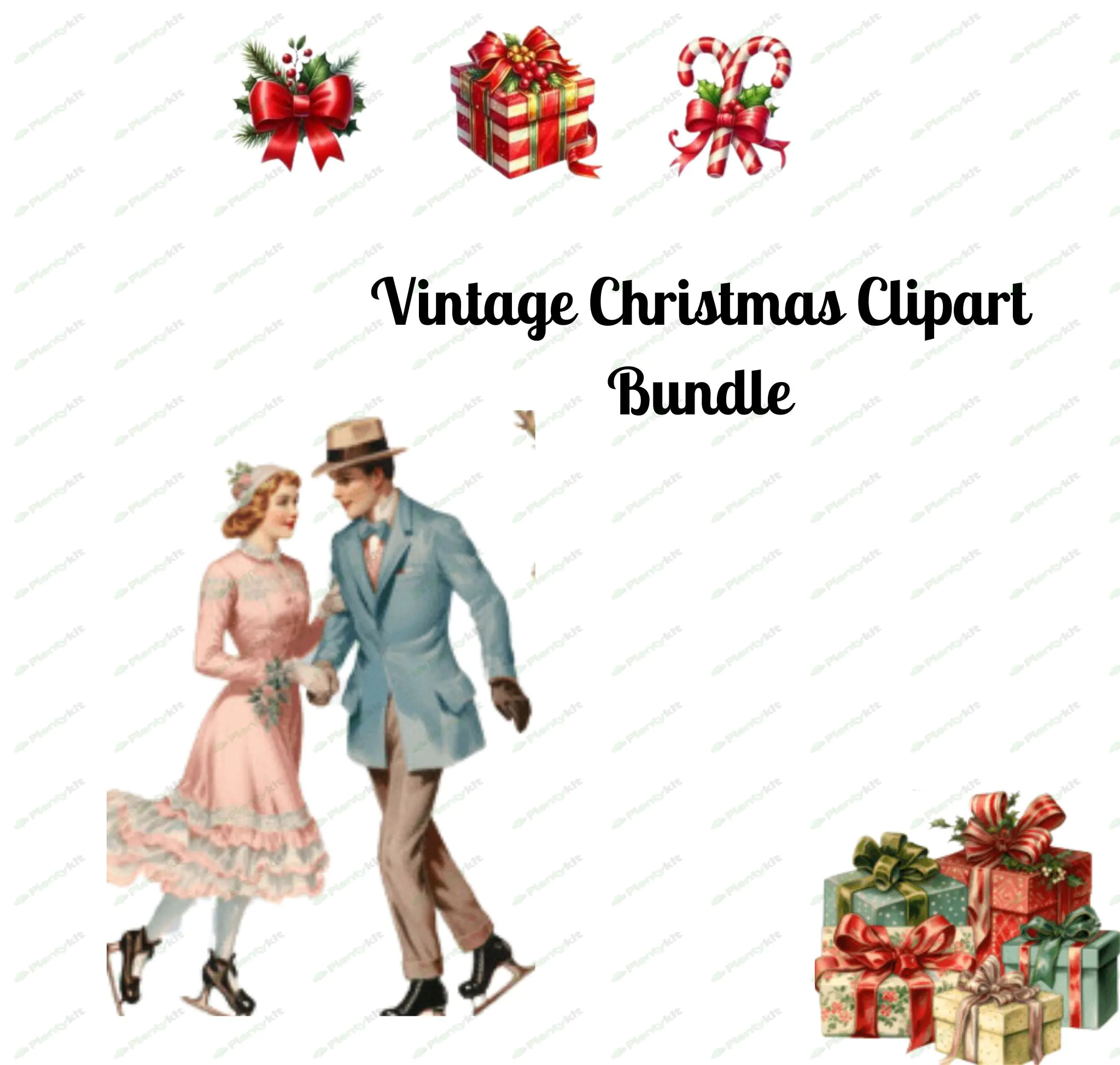 Vintage Christmas Clipart Bundle | Retro Holiday Graphics | Digital Download for Crafts,