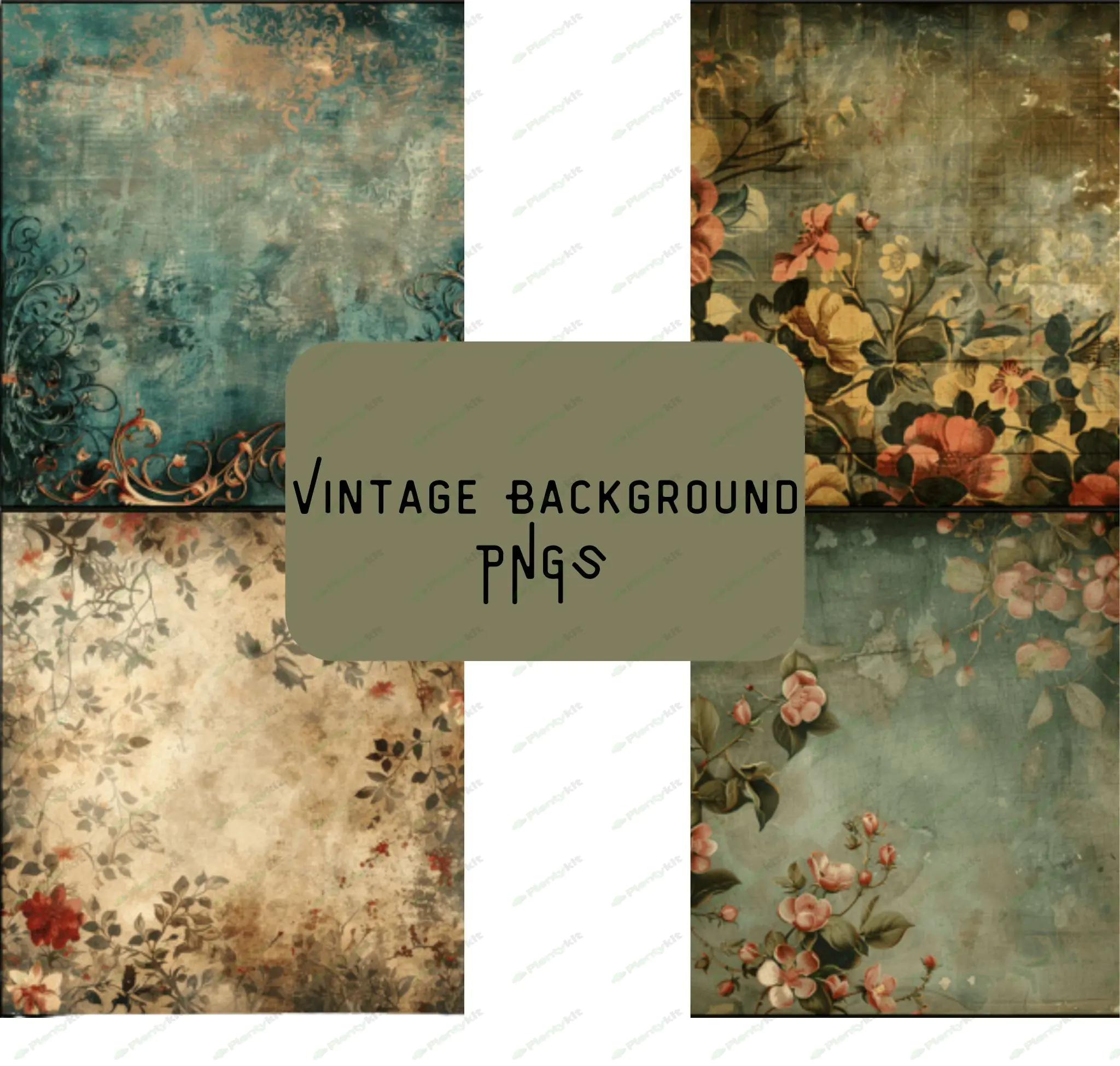 cute Vintage Background Digital Paper | Retro Style Backgrounds for Scrapbooking, Invitations,