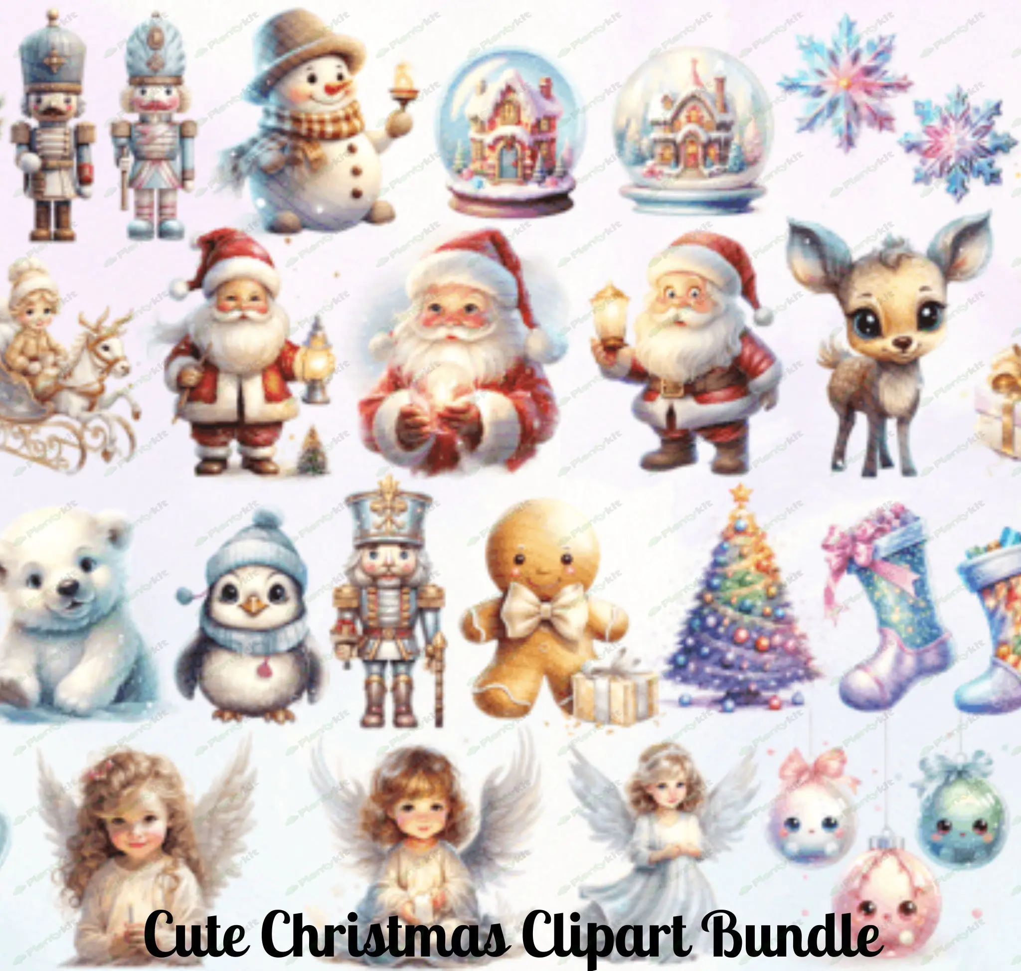 Cute Christmas Clipart Bundle | Holiday Digital Stickers | PNG Files for Crafting, Scrapbooking