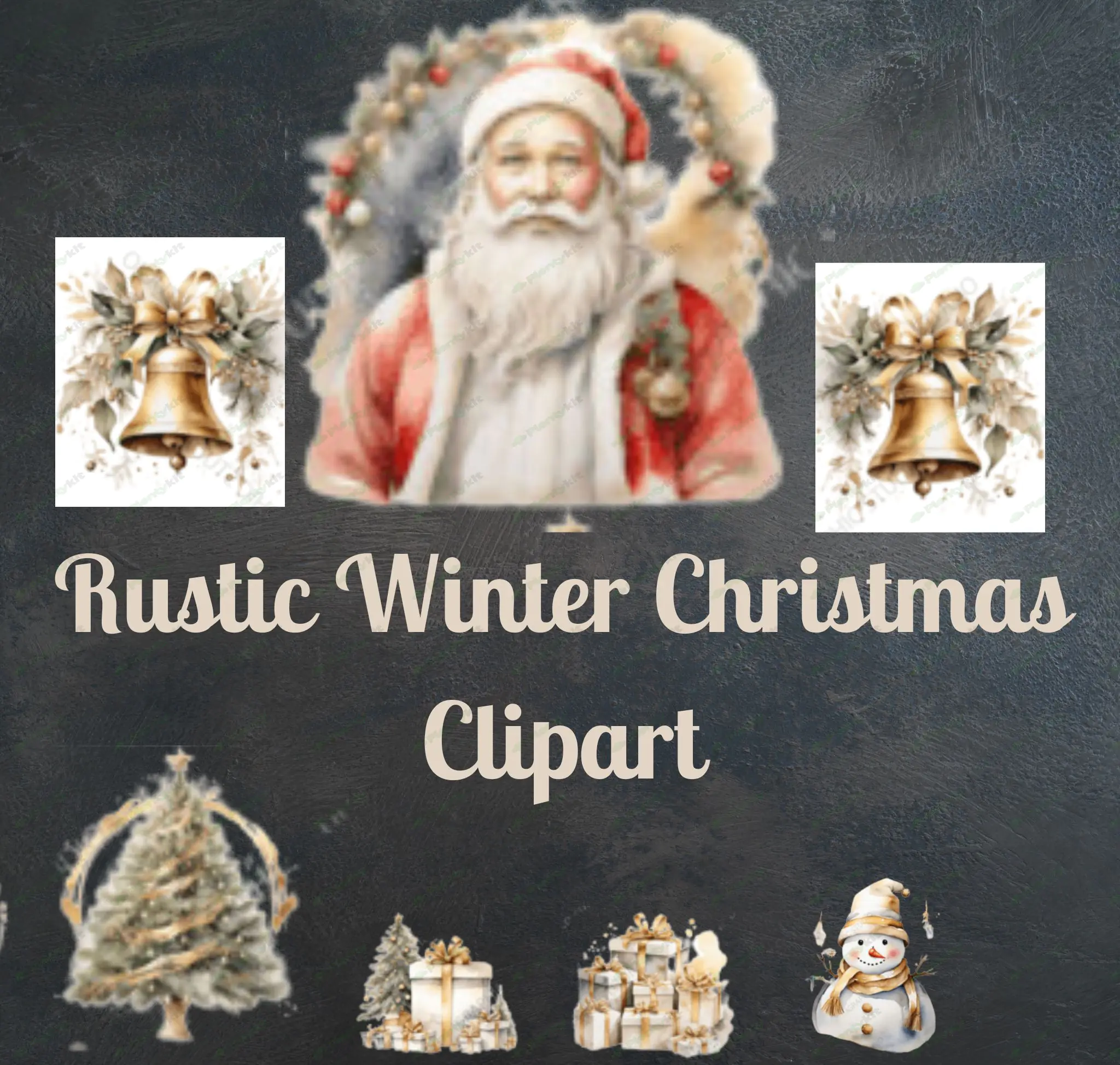 Rustic Winter Christmas Clipart Bundle | Vintage Holiday Graphics | Cozy Winter Elements for DIY Cra