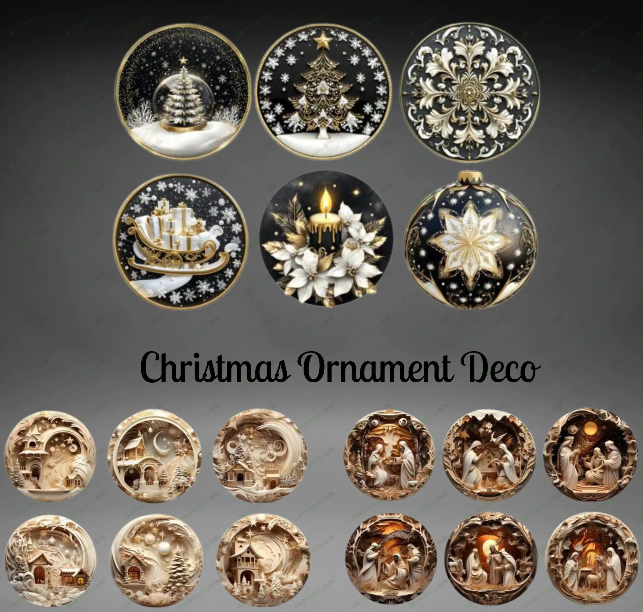 Rustic & Modern Xmas Ornaments - Festive Home Décor Gift Set Christmas Ornament Bundle.