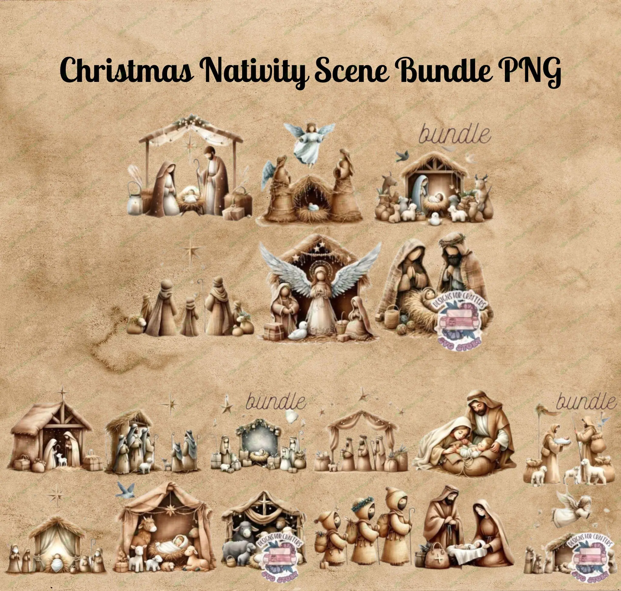 Christmas Nativity Scene Bundle PNG | Religious Christmas Clipart | Holy Family Digital Download