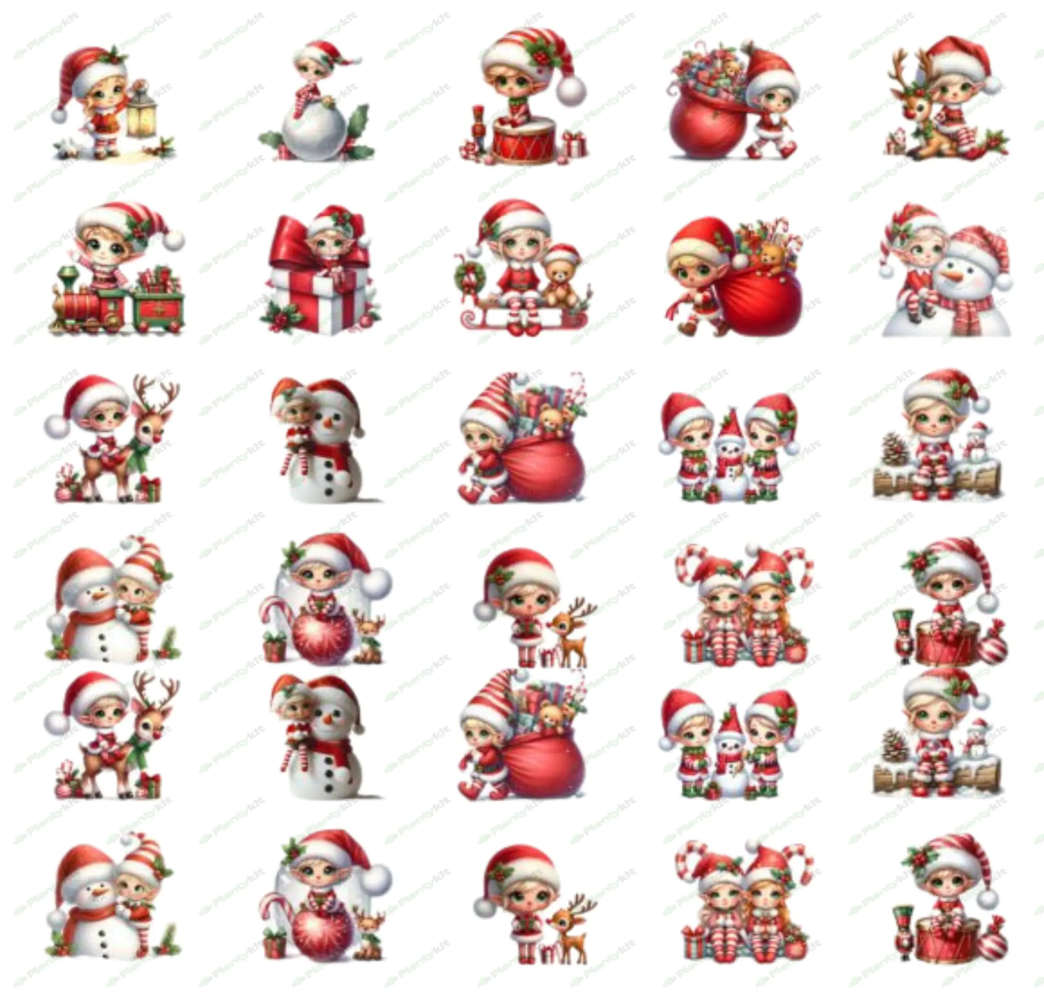 Elf Digital Illustrations | Printable Christmas Graphics for Crafts, Cards, & Decorations