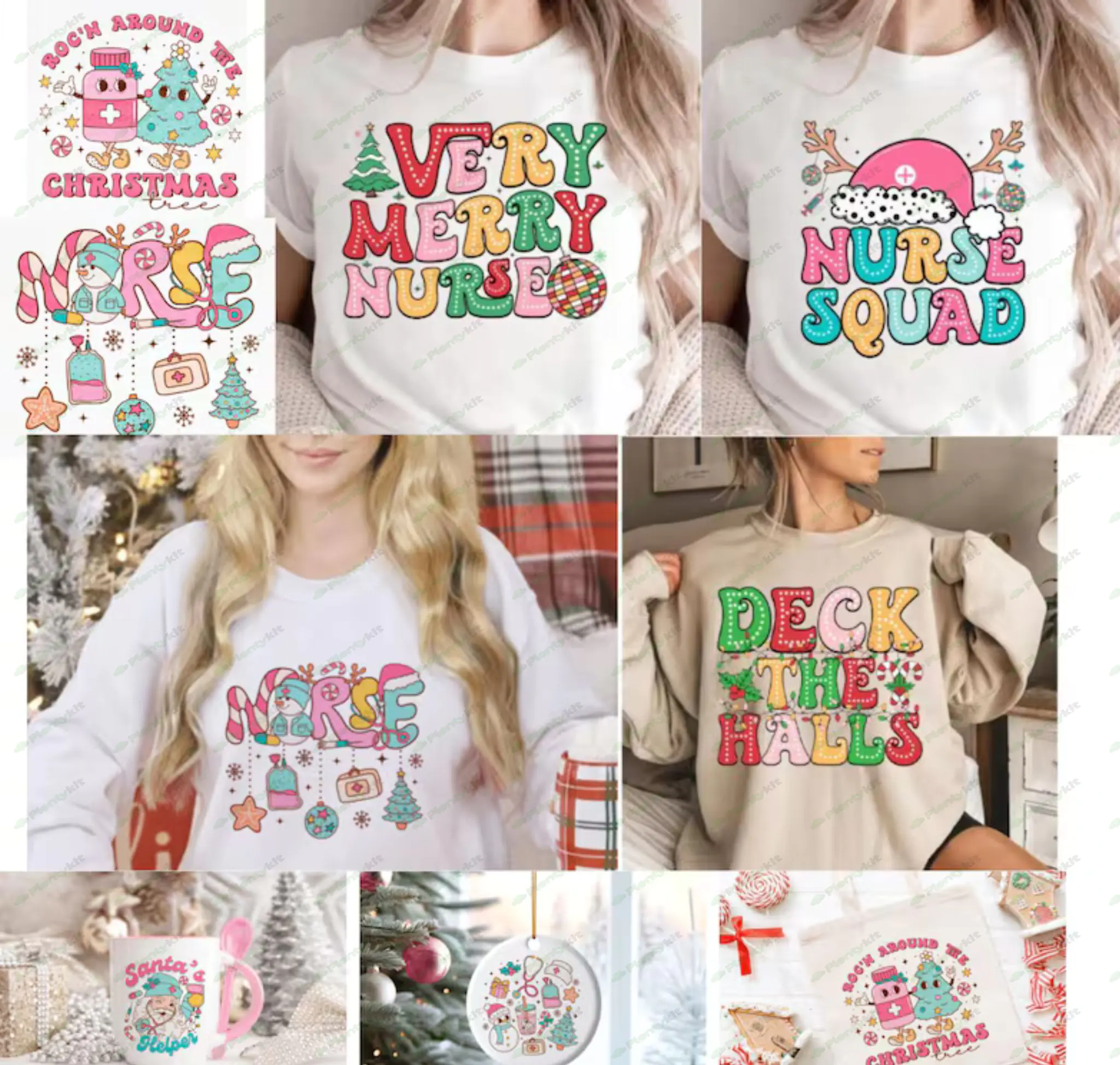 Designs Nurse Christmas Bundle Png, Merry Christmas, Retro ICU Nurse Christmas Gingerbread, NURSE