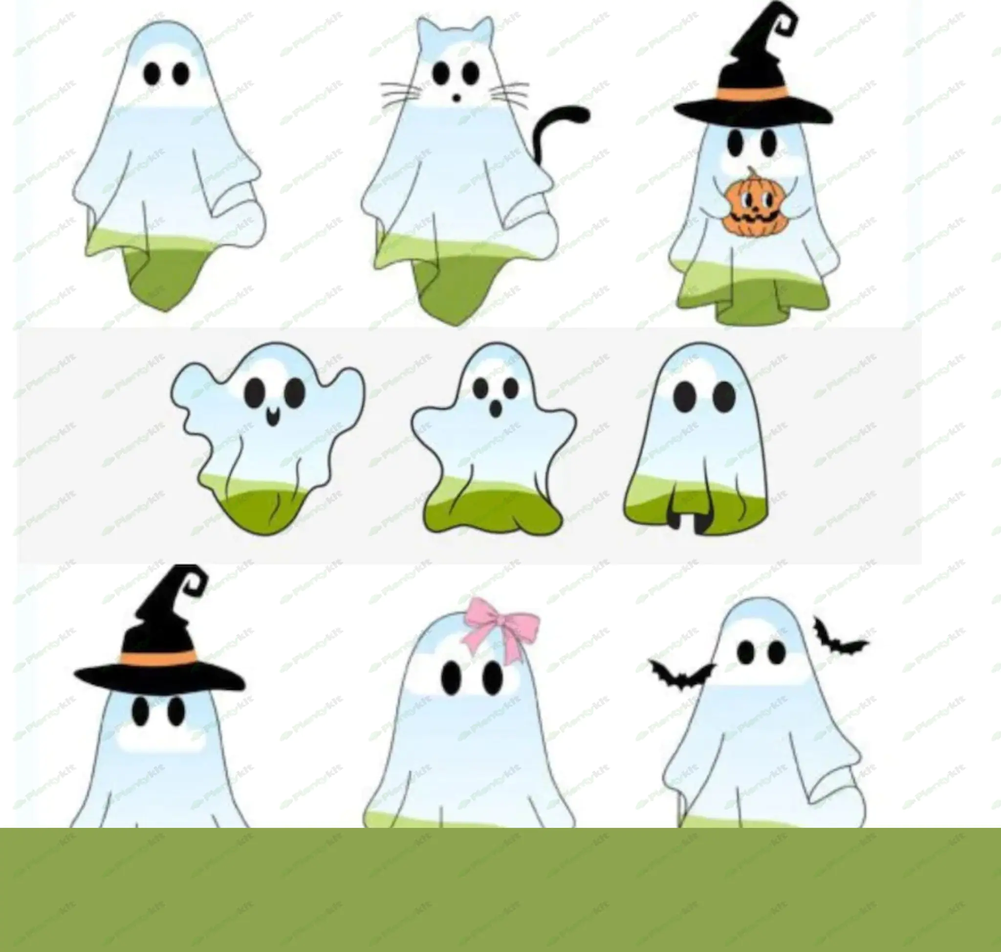 Ghost Canva Frames, Cute Trendy Spooky Ghost Editable Canva Templates, Halloween Clipart, GHCANVA