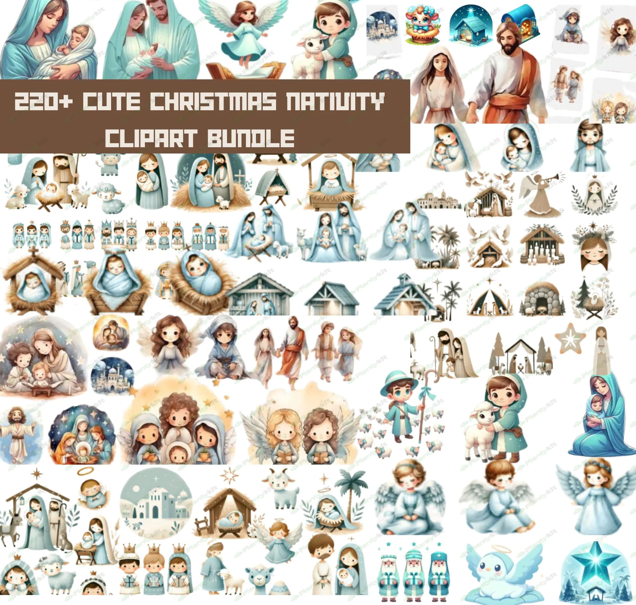 Christmas nativity scene clipart, Christmas bundle, Nativity PNG, cards, Christmas scenes. CHRISMAS