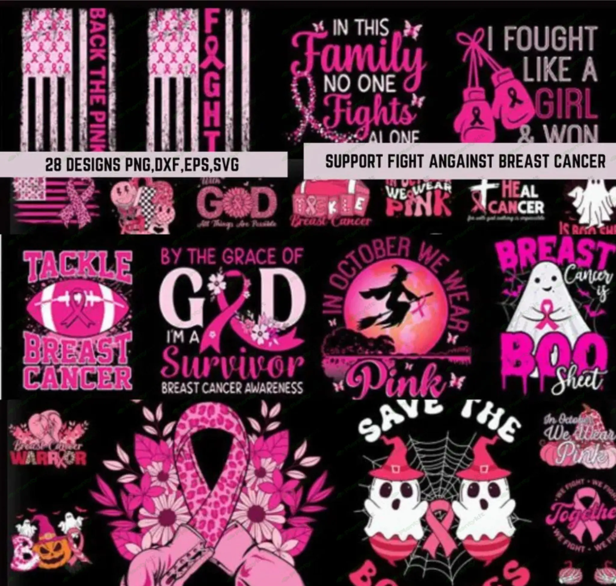 Breast cancer awareness, cancer awareness svg bundle, cancer fight svg, Pink Ribbon USA FlagSVG