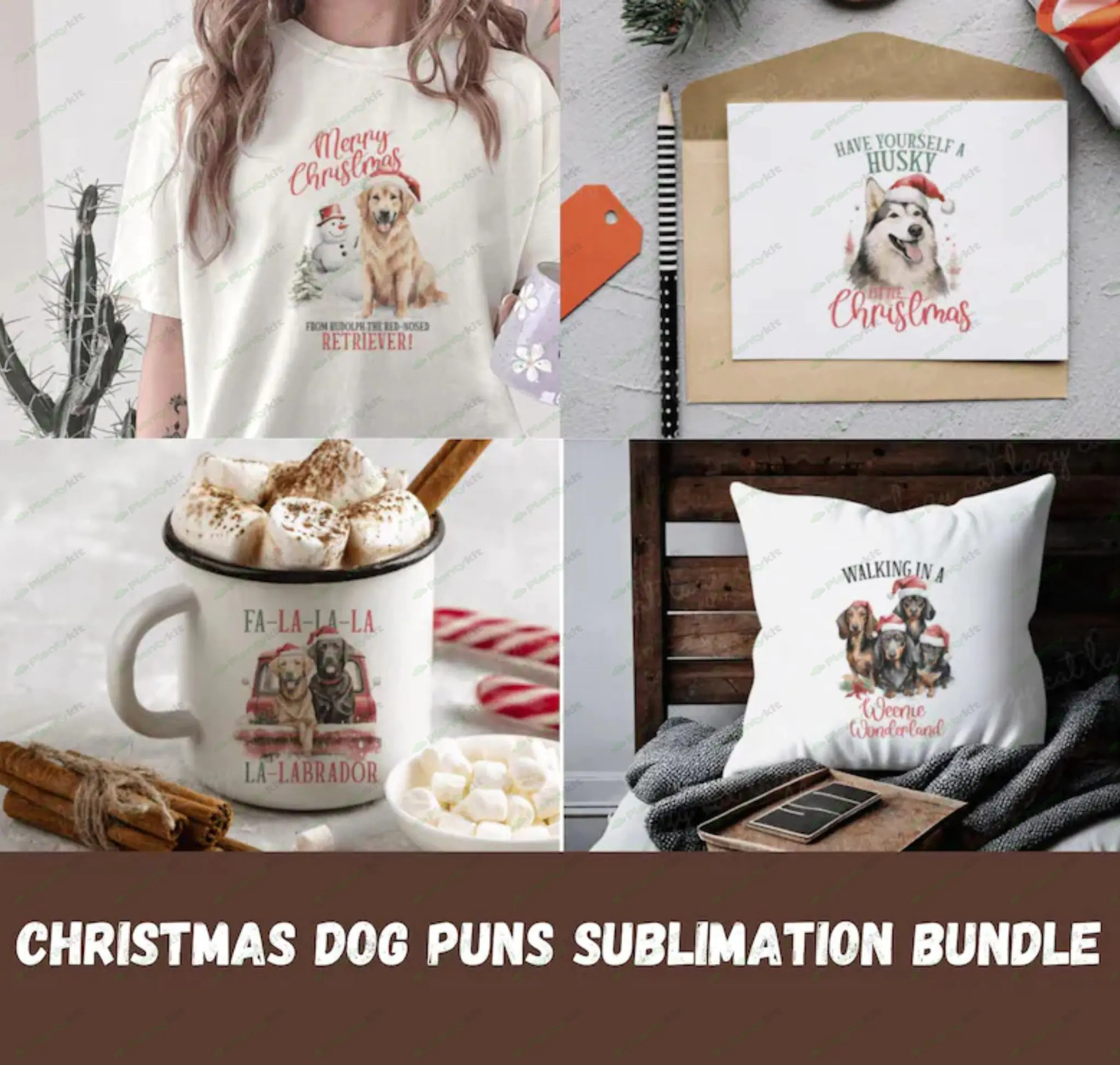 Christmas Dogs, Santa Dogs PNG Clipart Bundle • Breeds, Christmas Dog Portraits,DOWNLOADABLE.