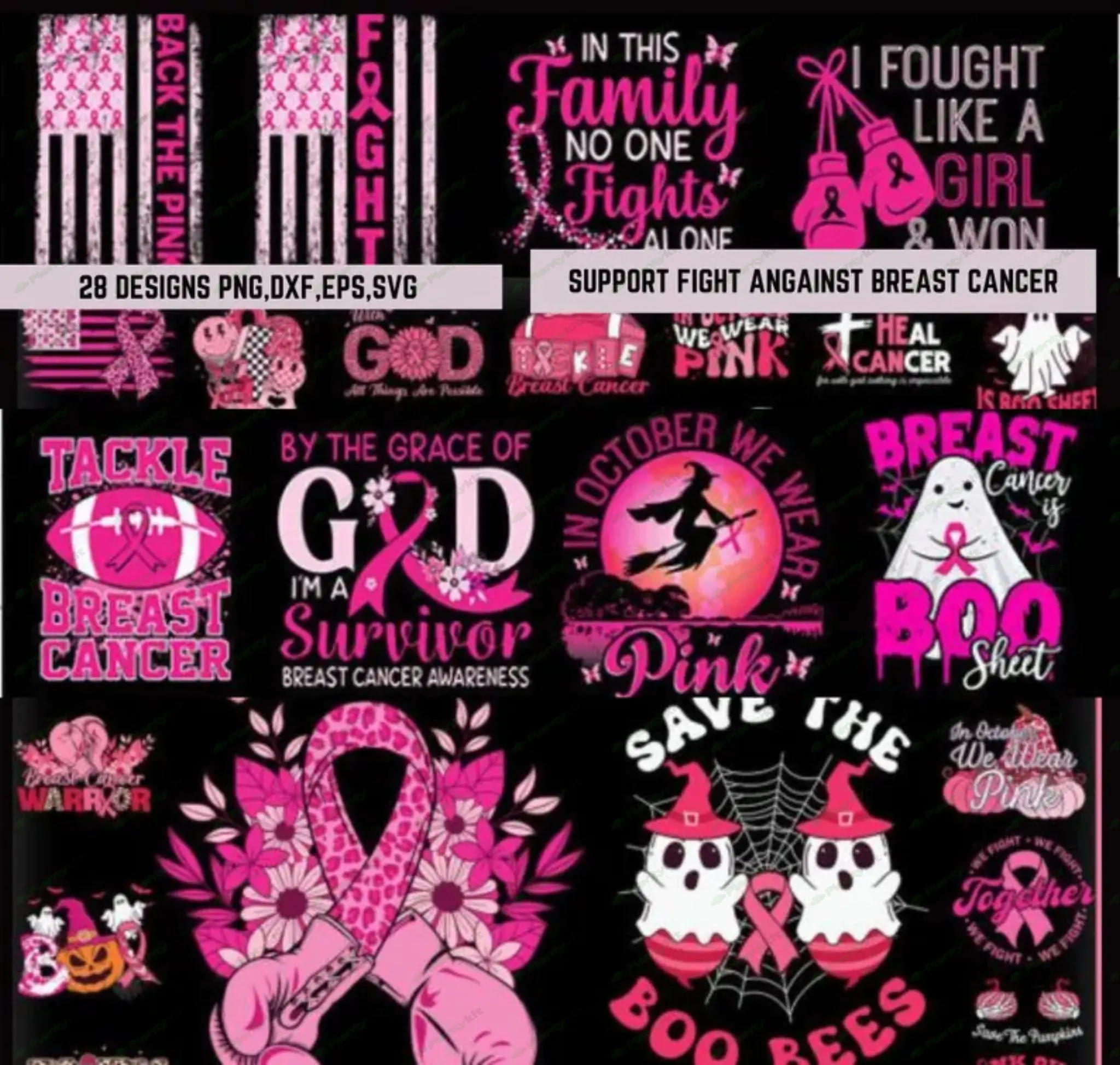 Breast cancer awareness, cancer awareness svg bundle, cancer fight svg, Pink Ribbon USA Flag svg, Fi