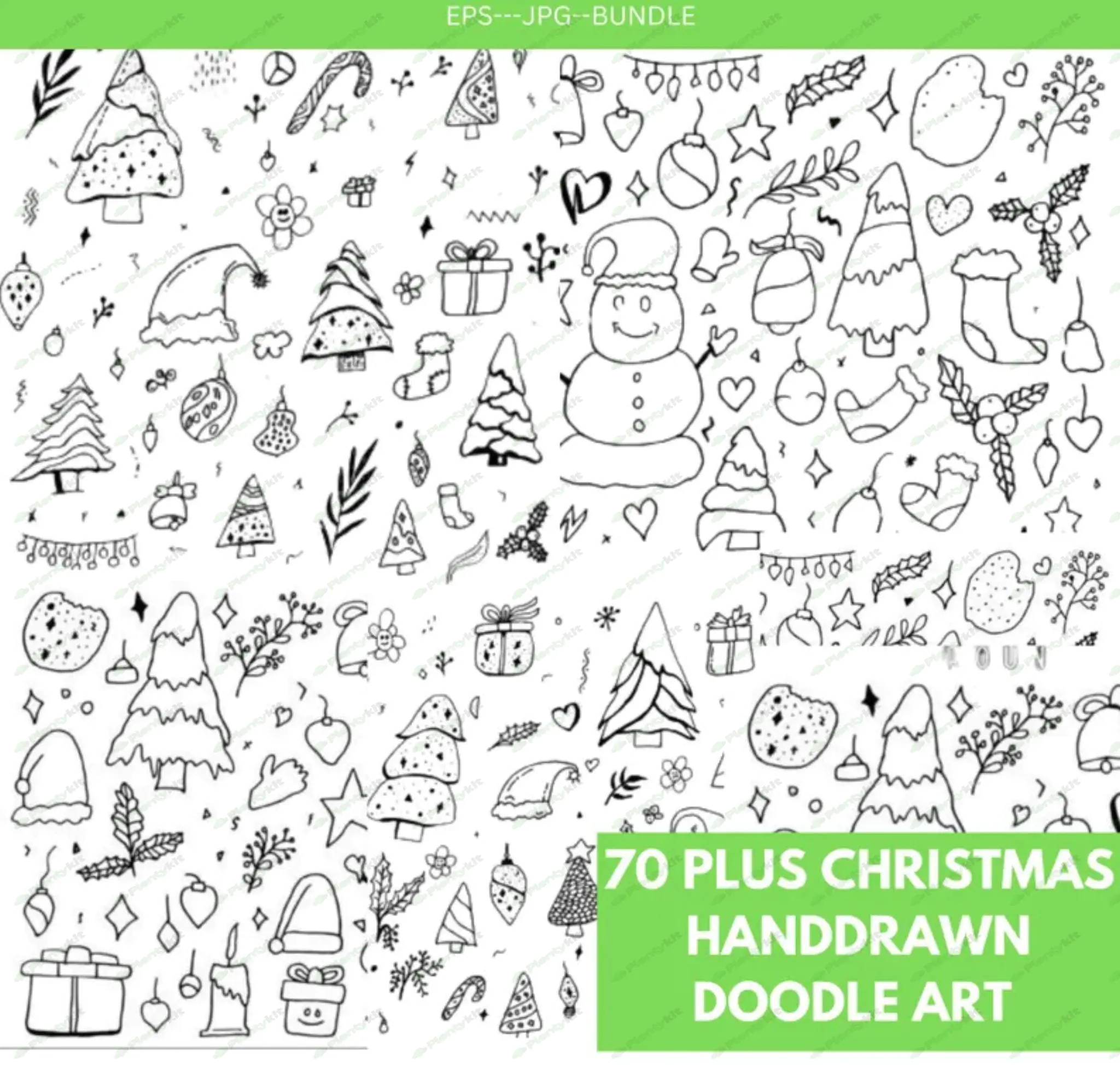 Christmas Svg Bundle, Christmas Elements Svg Bundle, Christmas Doodles Svg, Christmas Trees Svg, Chr