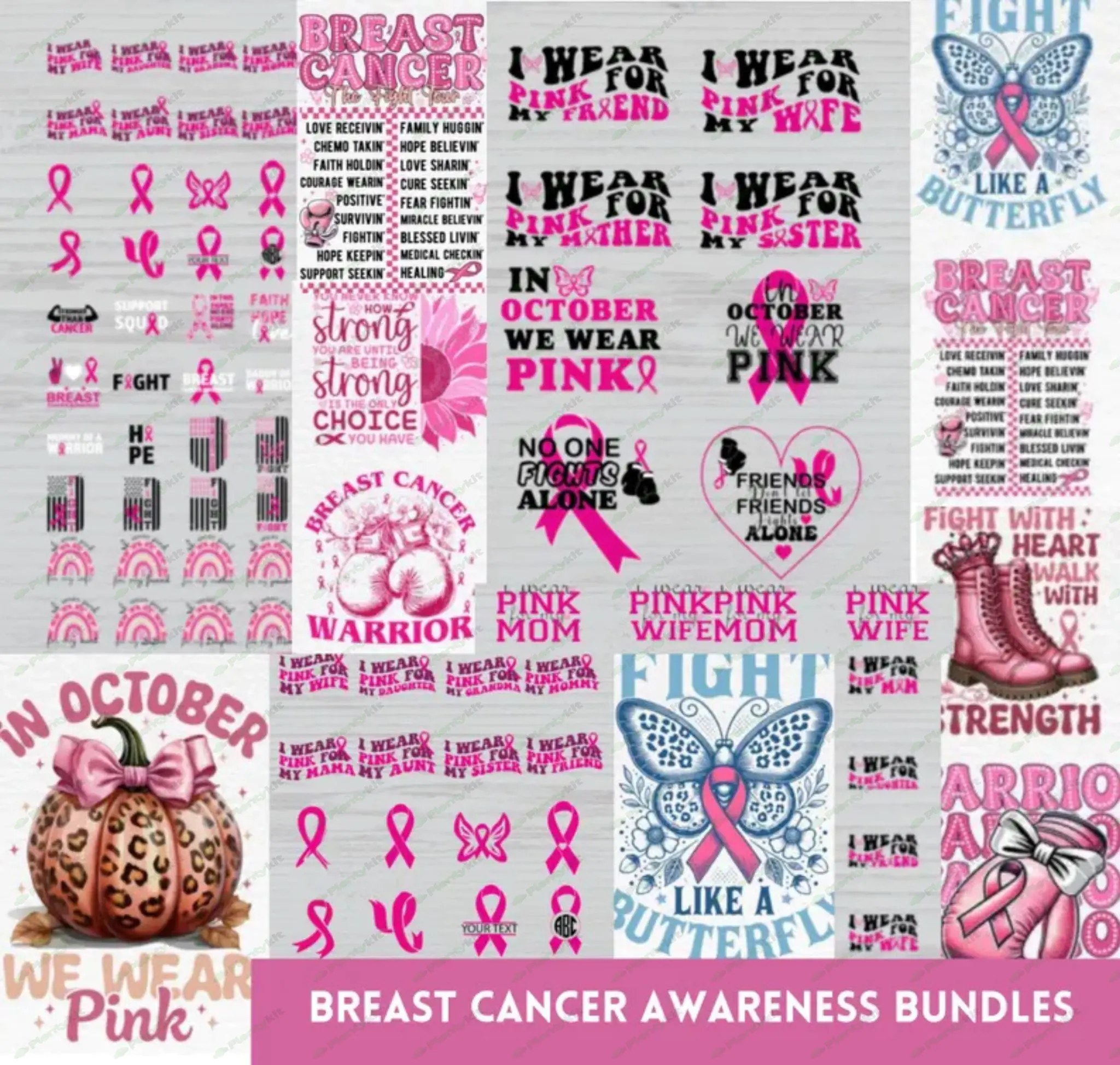 150+ Designs Breast Cancer PNG Bundle, Breast Cancer SVG, Cancer Survivor Png, Fight Cancer Quote Su