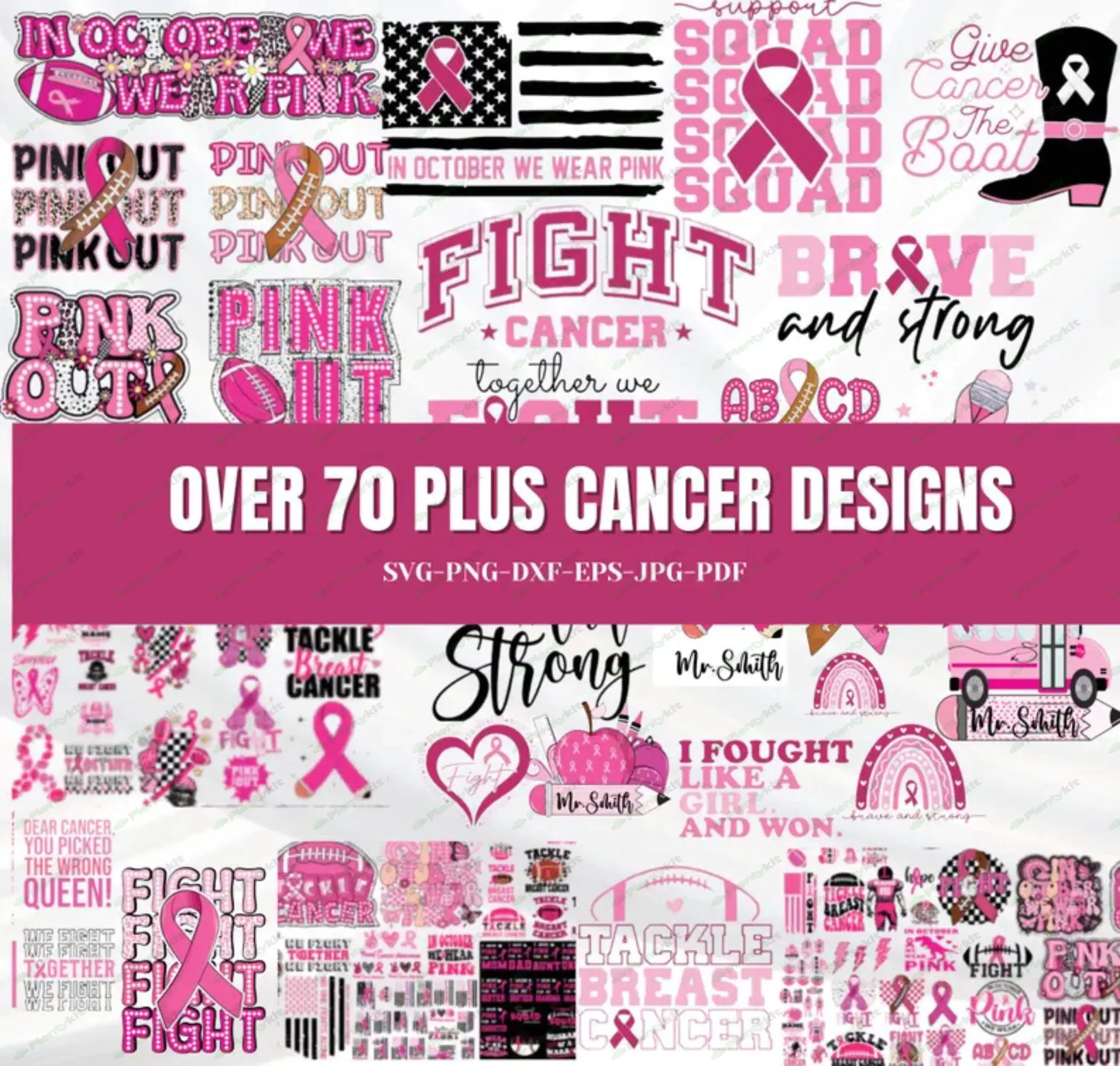 70+ Breast Cancer SVG Bundle, Pink Awareness ribbon Svg,Cancer Awareness svg, Fight Cancer Svg, Canc