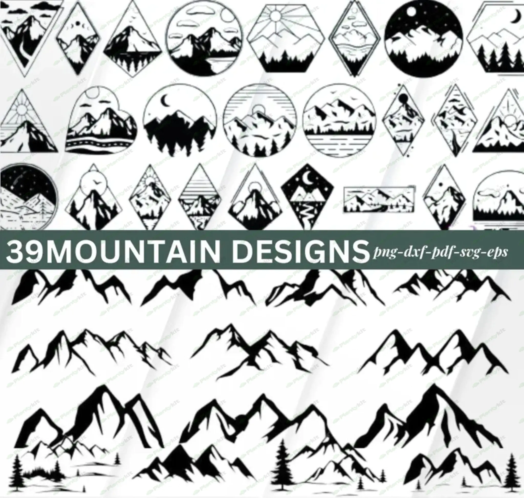 Mountains SVG, File For Cricut, For Silhouette, Cut Files, Forest Scenery Svg