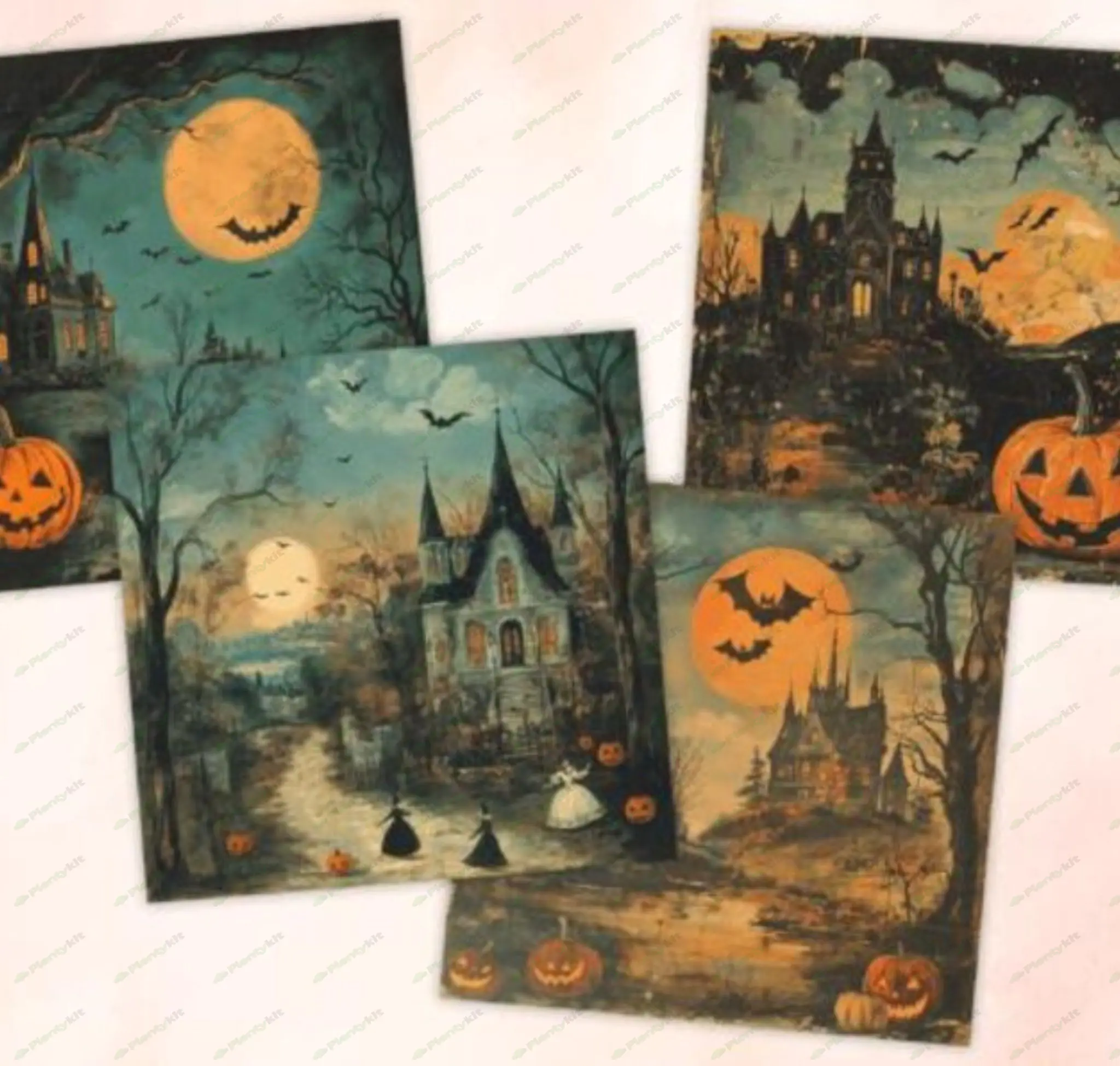 vintage halloween digital paper Retro Halloween Digital Backgrounds Antique Halloween Scrapbook Pape