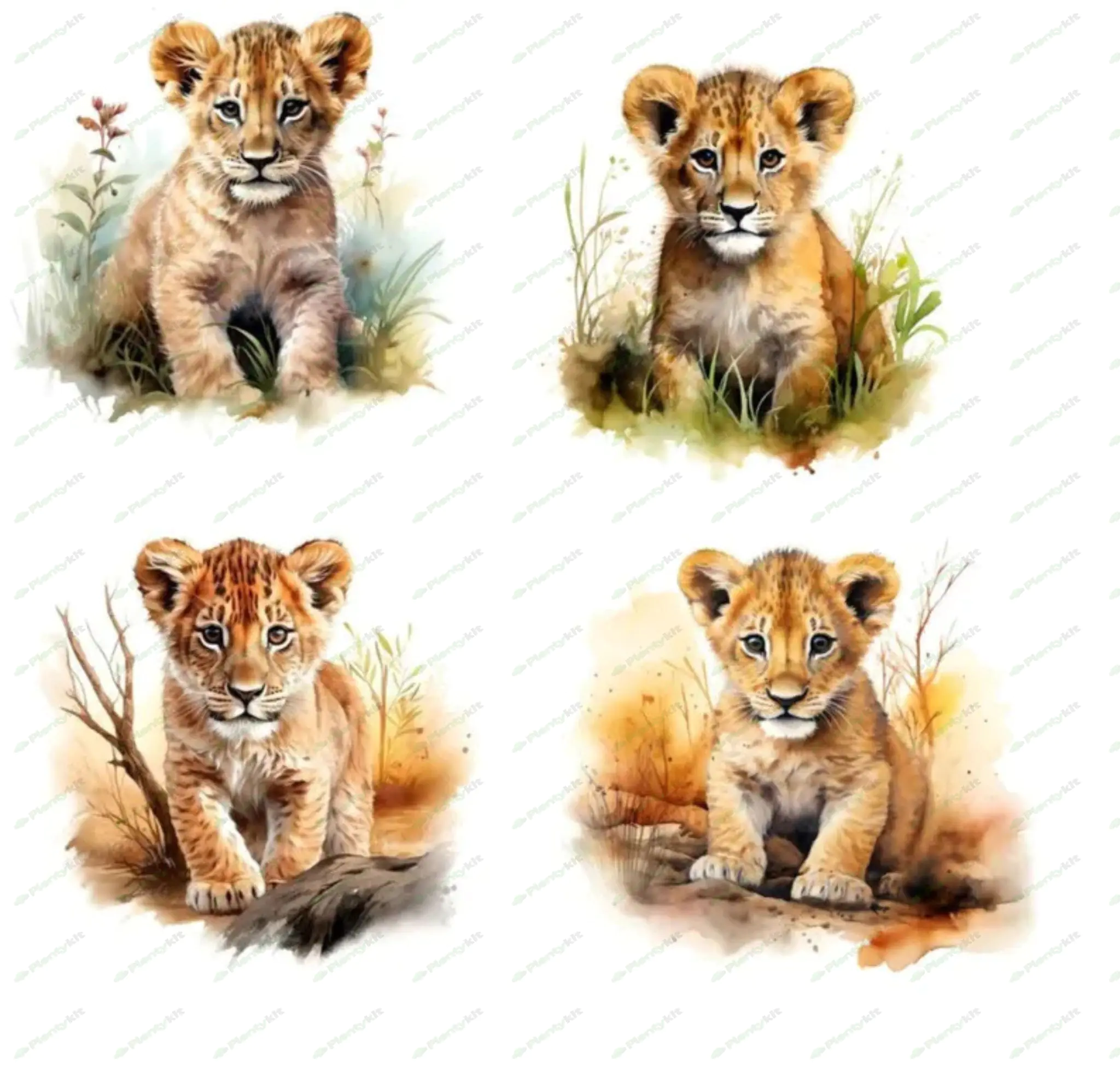 Cute Jungle Animals Clipart, Safari Baby Animal PNG, Watercolor Animal Clipart, Baby Shower Clipart,