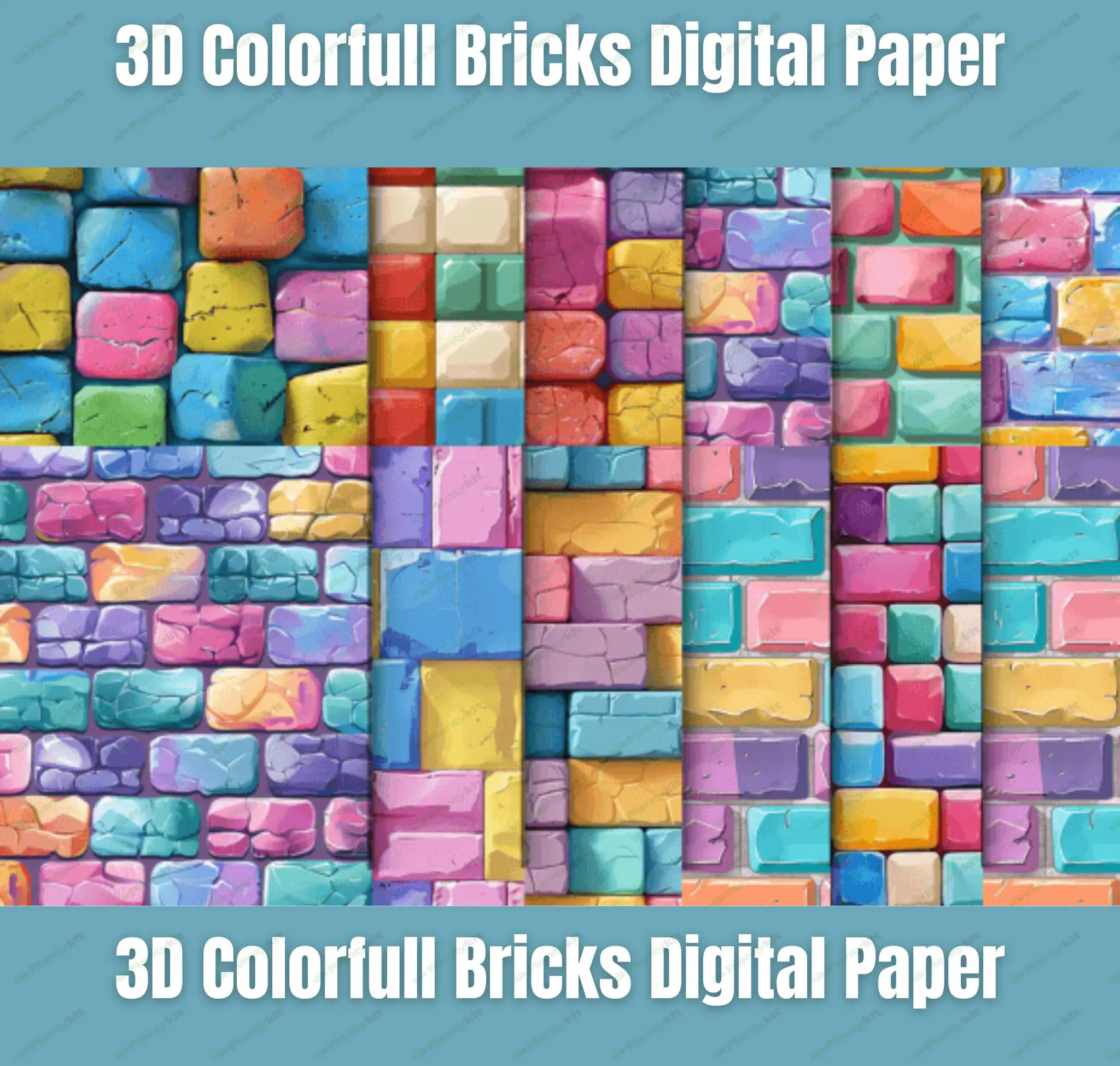 "Bricks Digital Paper Pack – Textured Backgrounds for Crafts & Designs"