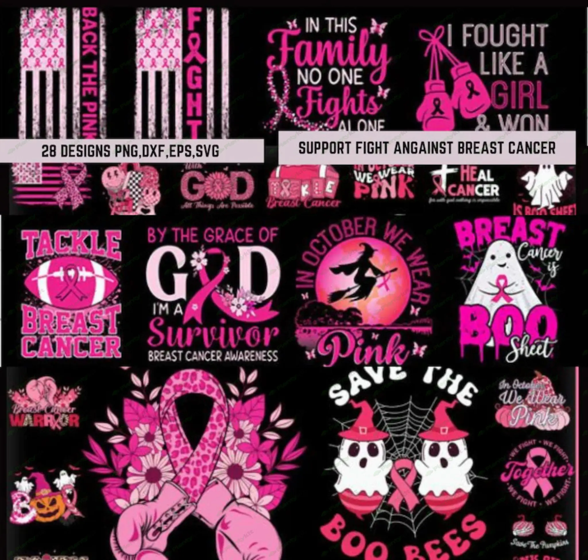 Breast cancer awareness, cancer awareness svg bundle, cancer fight svg, Pink Ribbon USA Flag