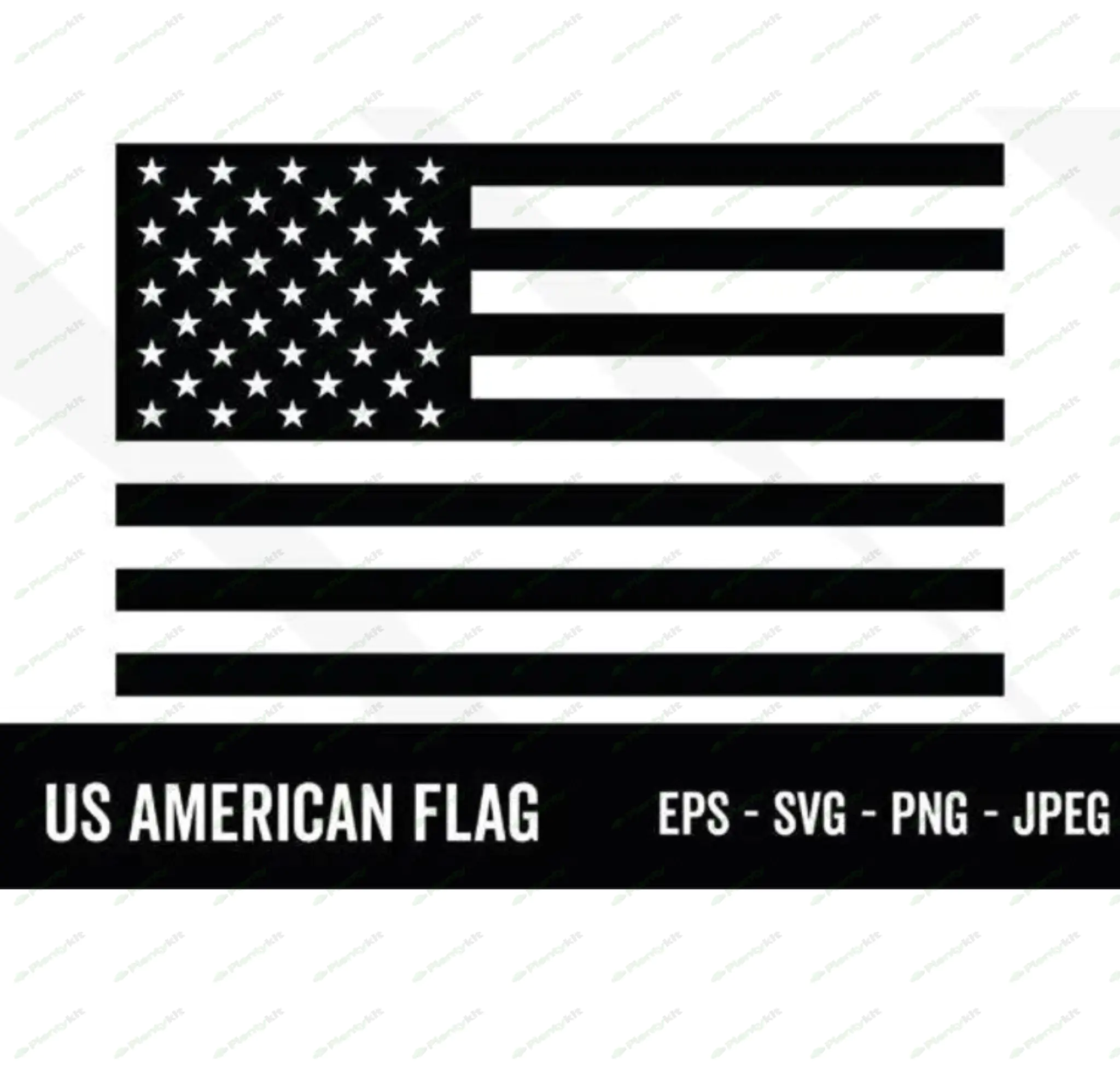 American Flag Silhouette | July 4th | Happy Independence Day | Patriotic Flag | USA Flag | Black/Wh