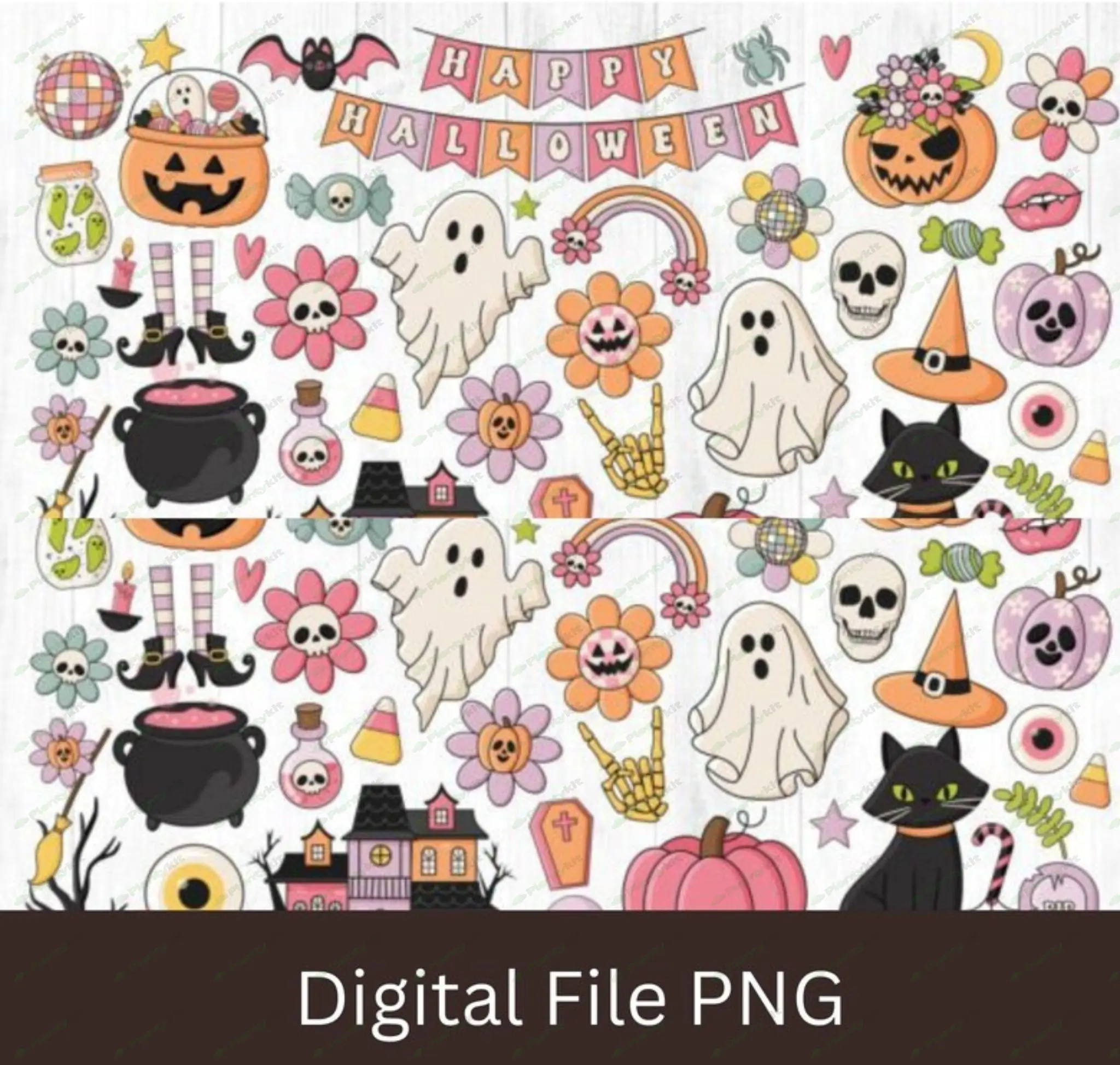 HALLO Ghost png, Retro Halloween png, Ghouls Ghost png, Cute Ghost png, Trendy Halloween png, Pink