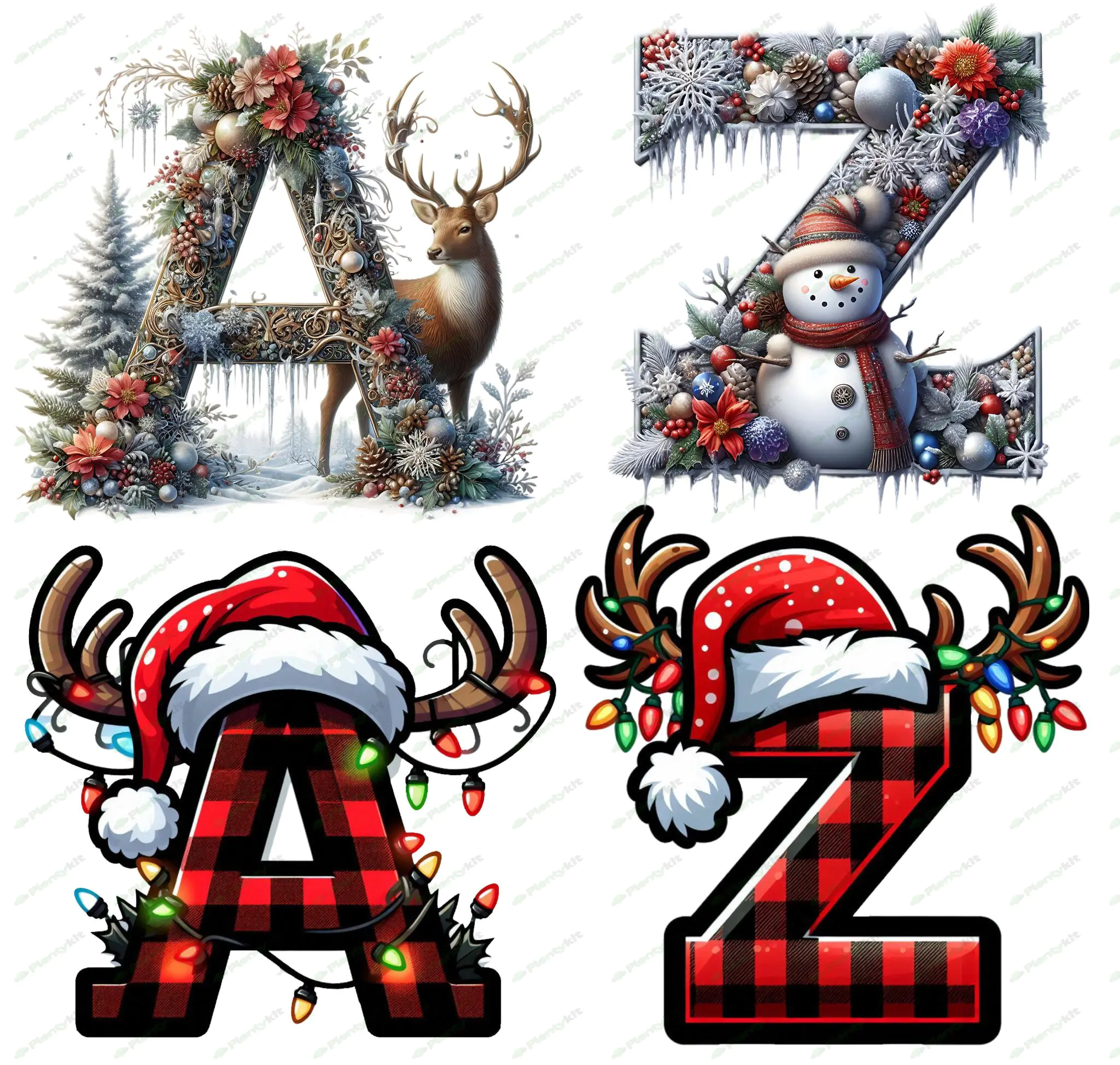 Christmas Alphabet PNG, Letters Numbers Clipart Santa Alphabet PNG Christmas Font Merry Chr