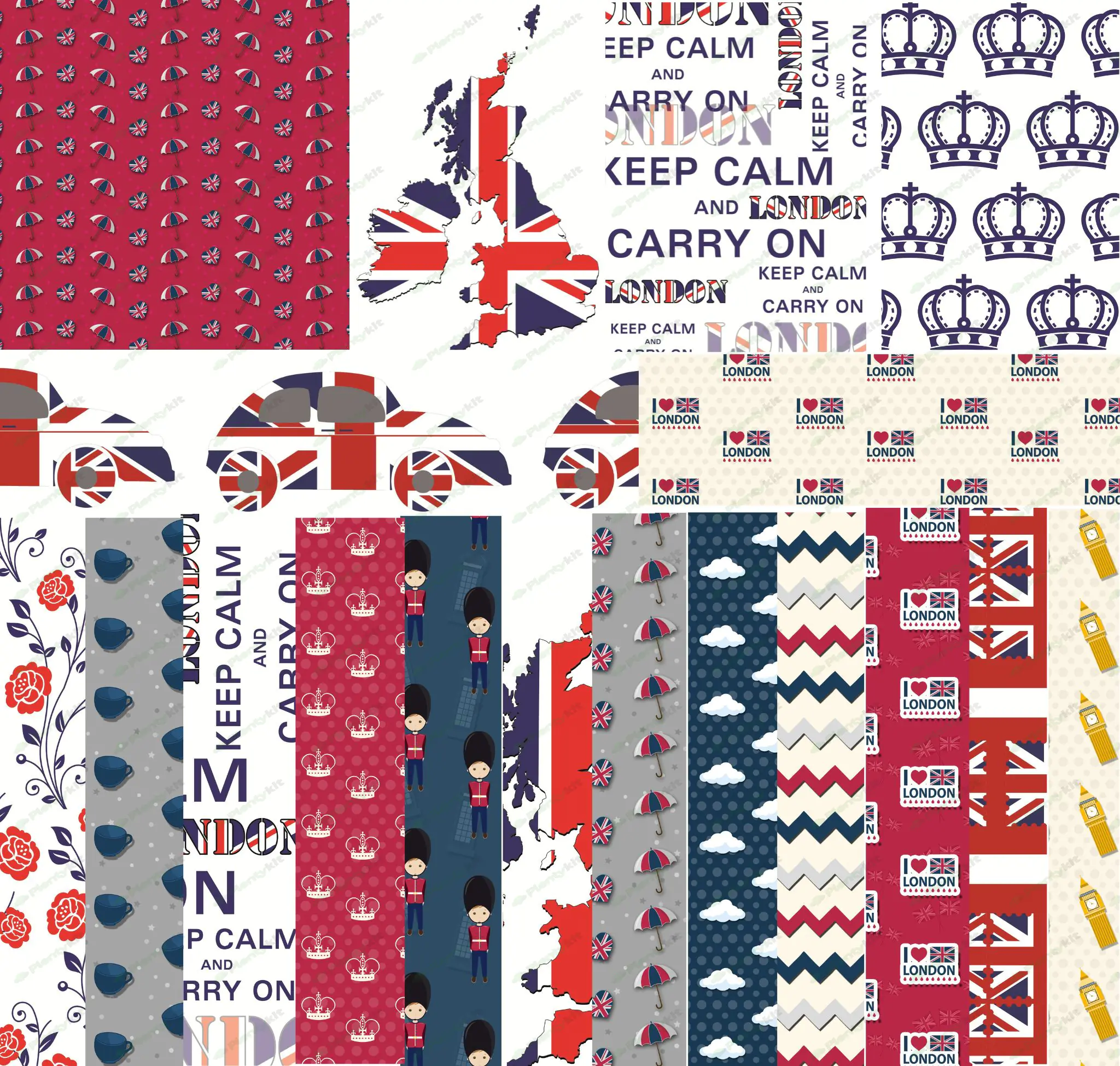 London Digital Paper / LONDON Pattern Prints / London Theme Printable Downloads, London Patterns Bri